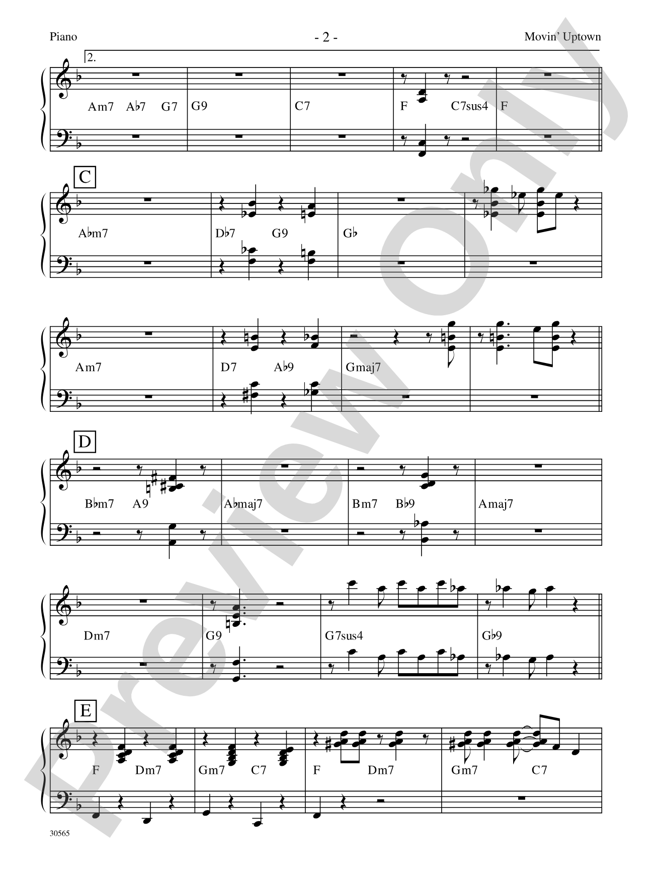 Movin' Uptown: Piano Accompaniment