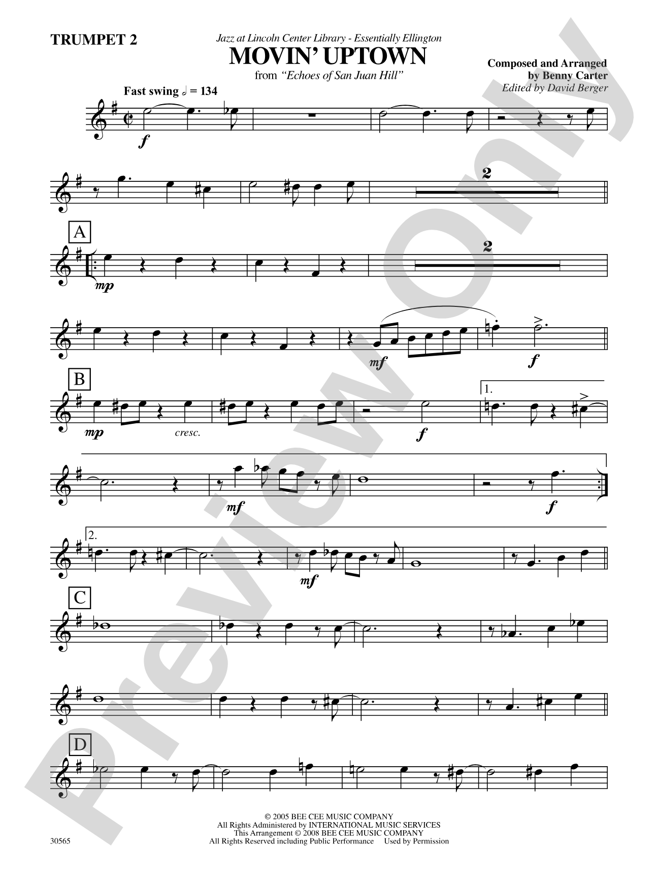 Movin' Uptown: 2nd B-flat Trumpet