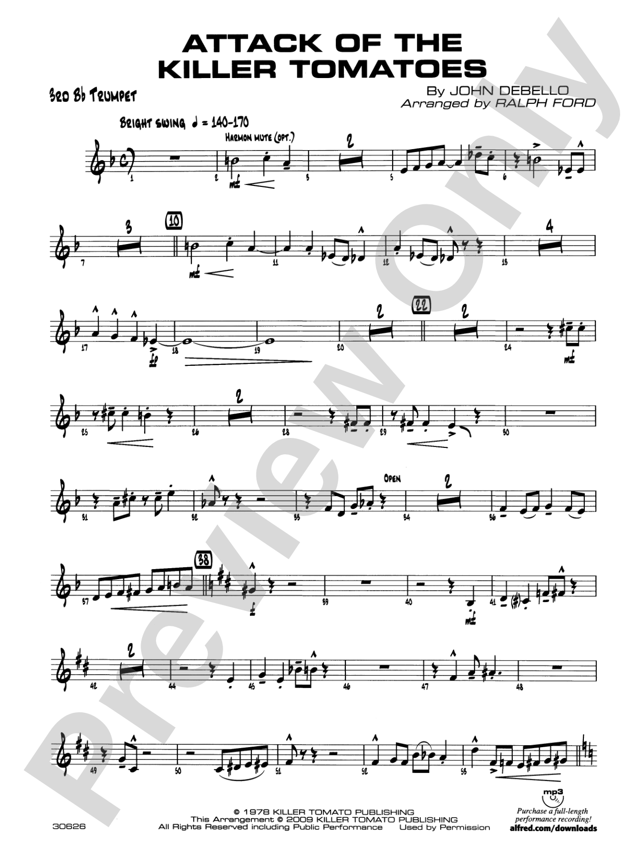 Attack of the Killer Tomatoes: 3rd B-flat Trumpet