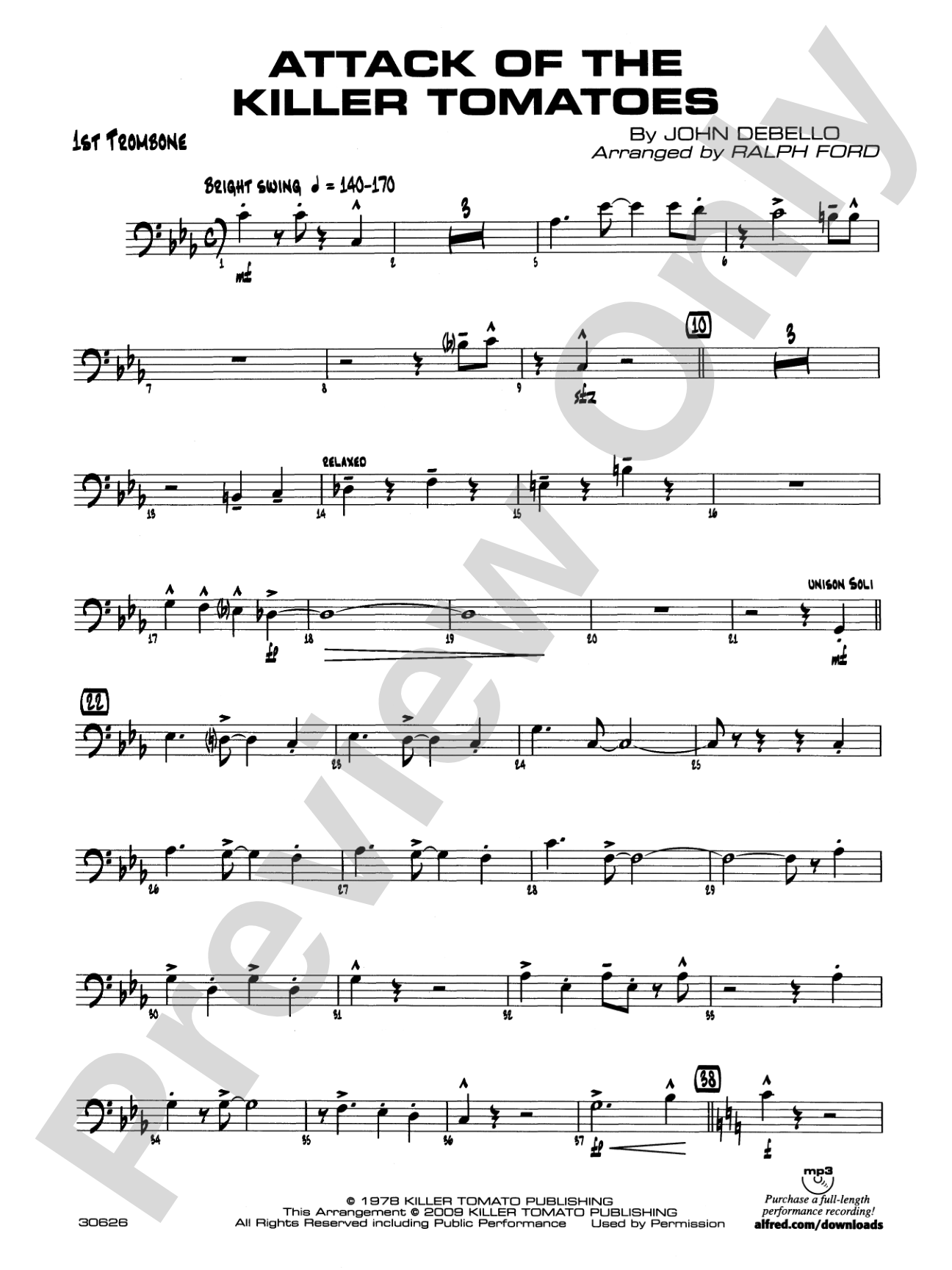 Attack of the Killer Tomatoes: 1st Trombone