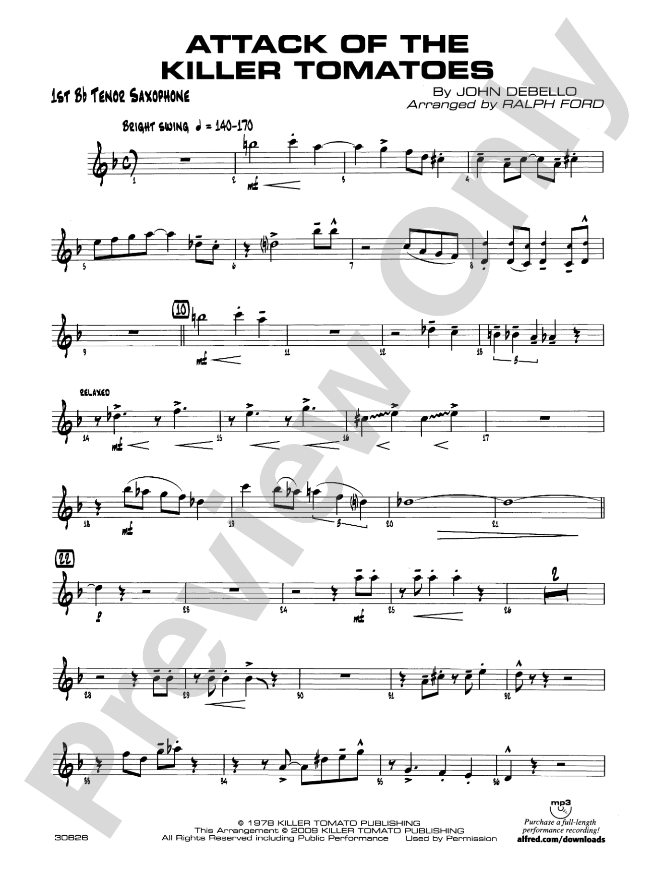 Attack of the Killer Tomatoes: B-flat Tenor Saxophone