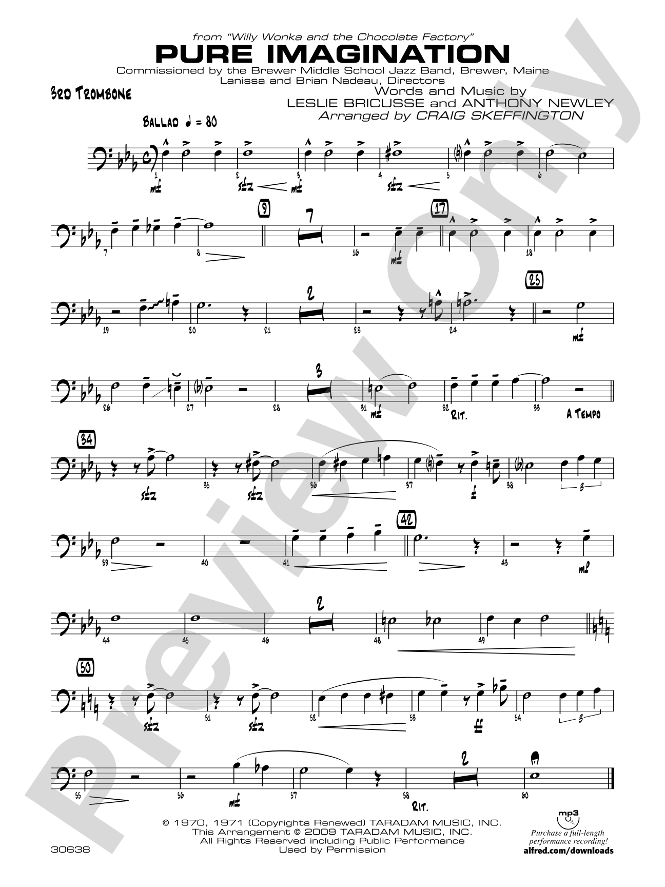 Pure Imagination (from Willy Wonka and the Chocolate Factory): 3rd Trombone