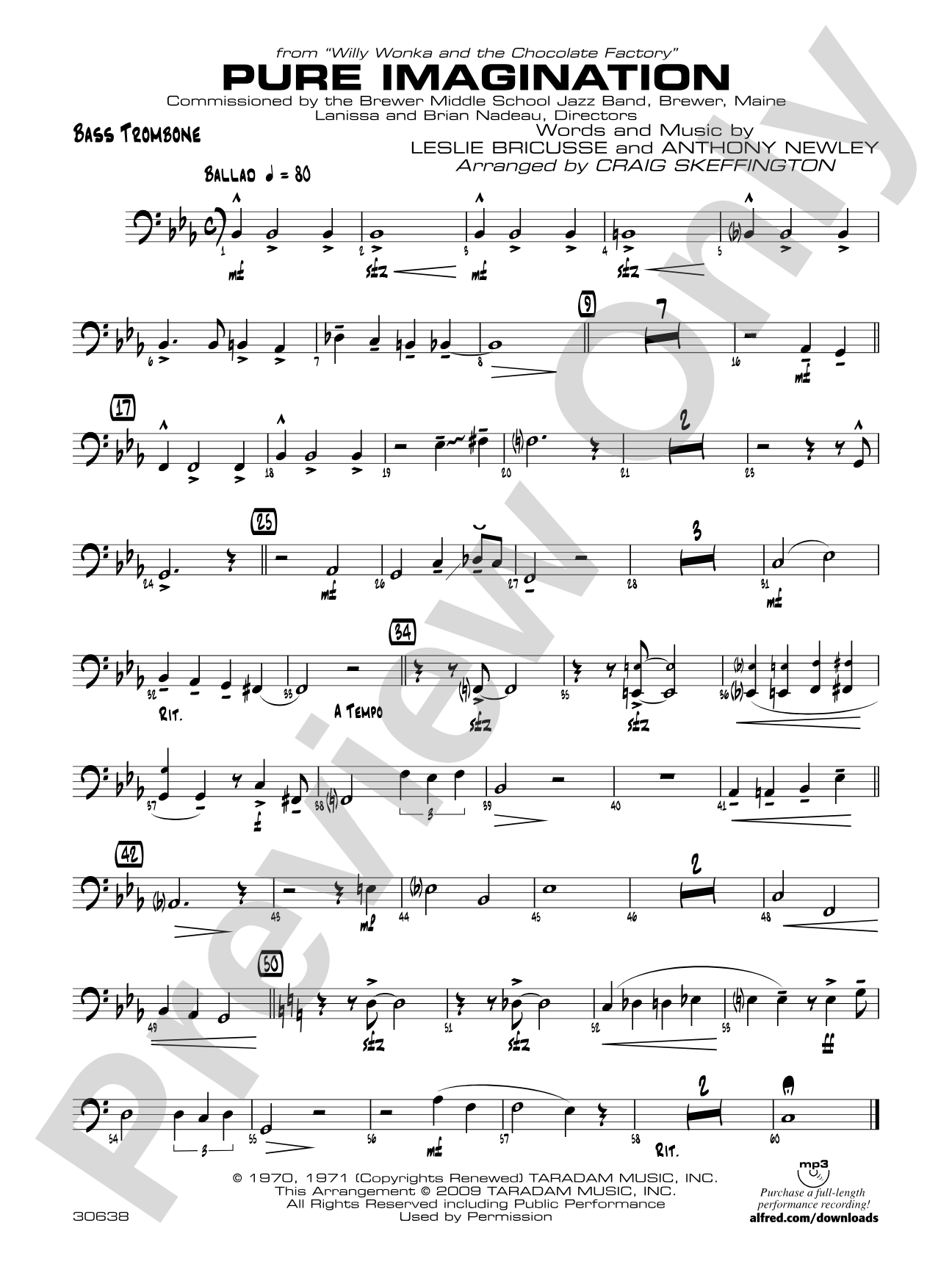 Pure Imagination (from Willy Wonka and the Chocolate Factory): 4th Trombone