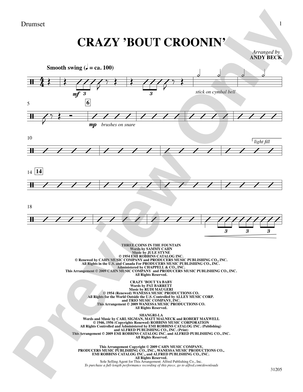 Crazy 'Bout Croonin' (A Medley for Men): Drums