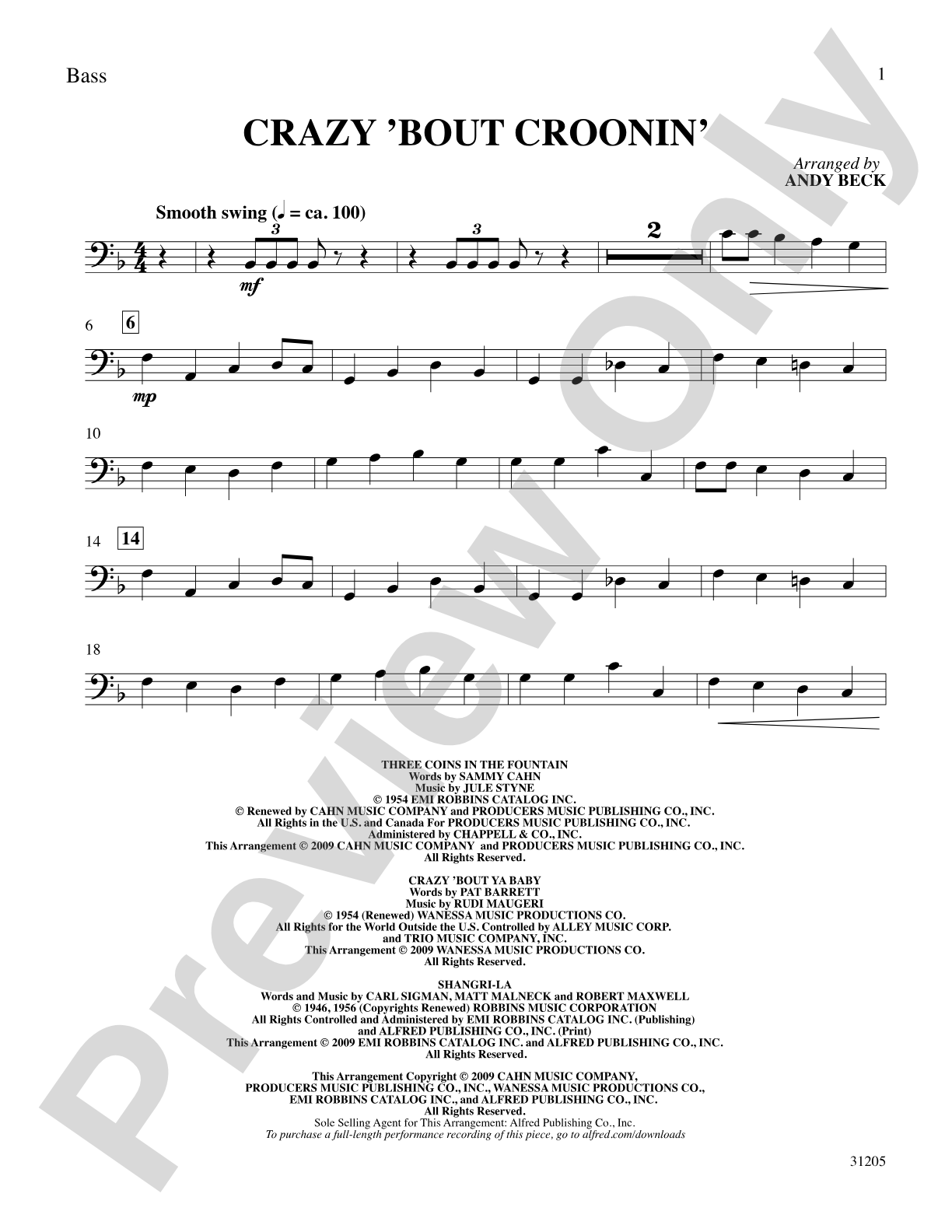 Crazy 'Bout Croonin' (A Medley for Men): String Bass