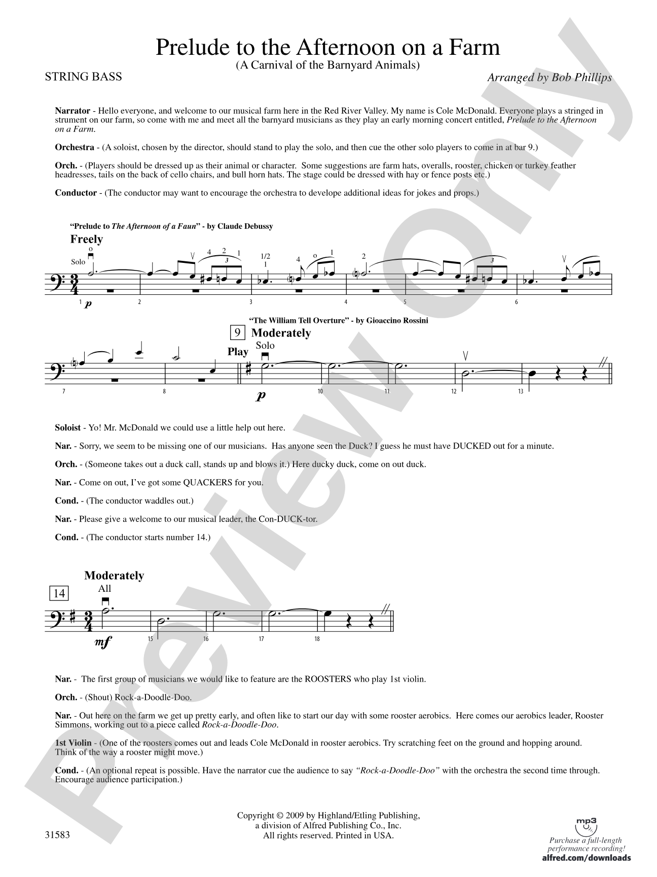 Prelude to the Afternoon on a Farm: String Bass