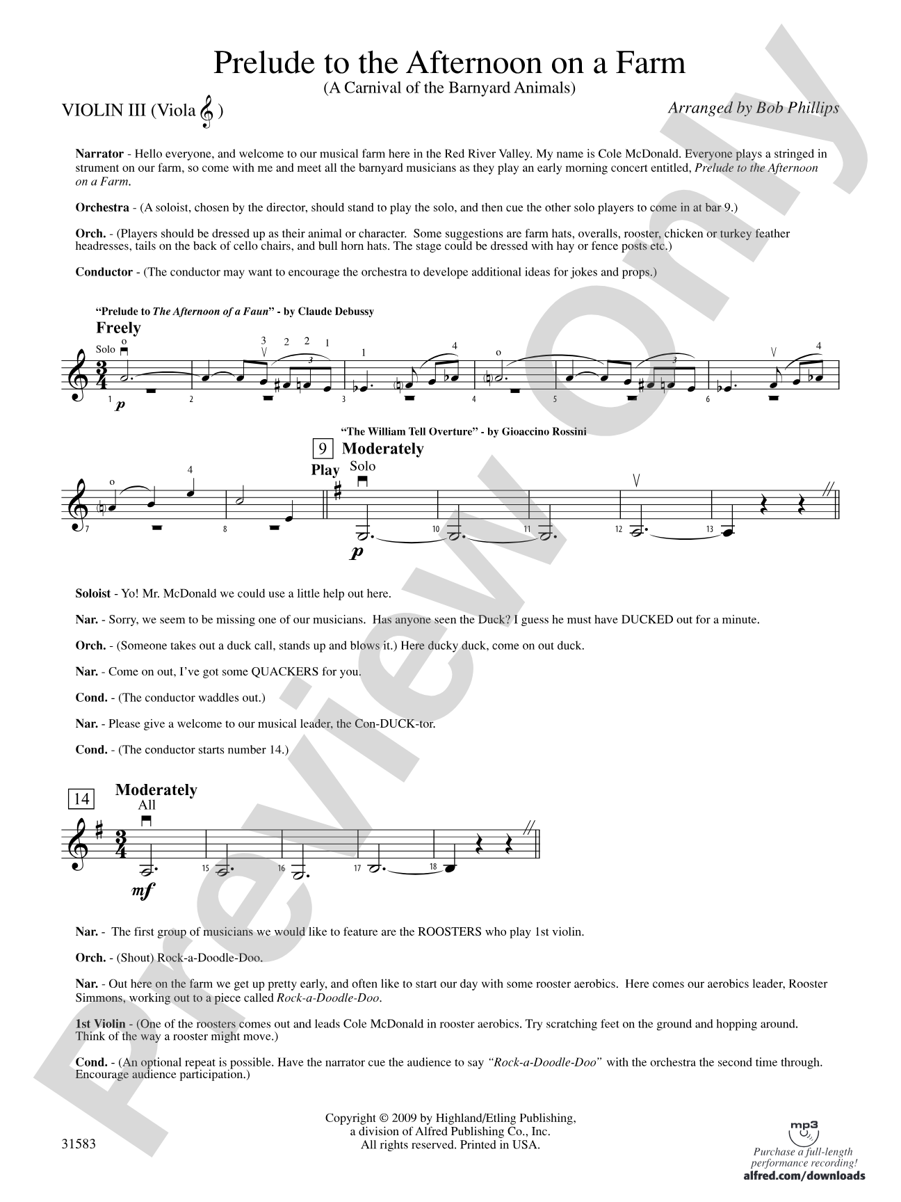 Prelude to the Afternoon on a Farm: 3rd Violin (Viola [TC])