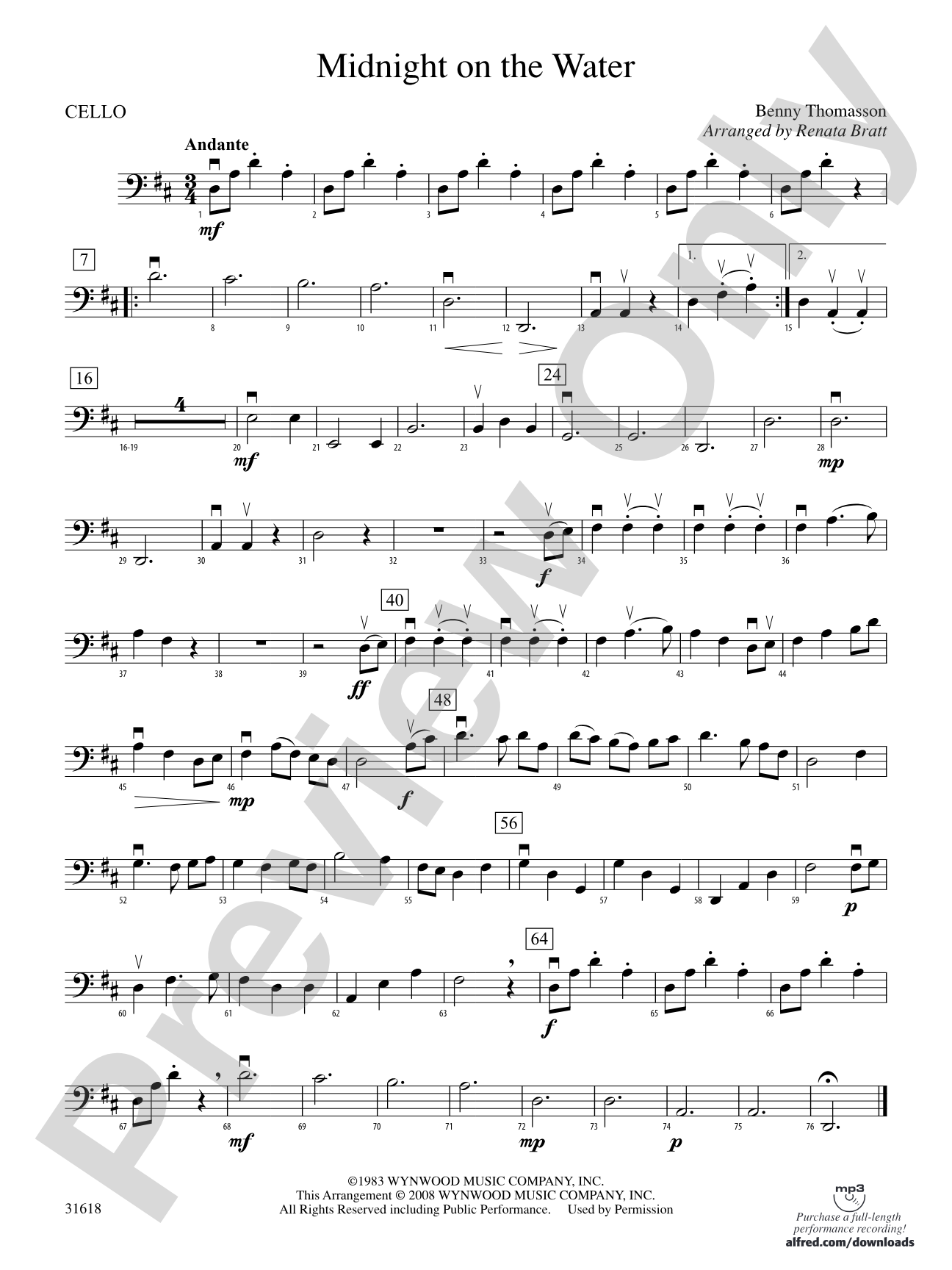 Midnight on the Water: Cello