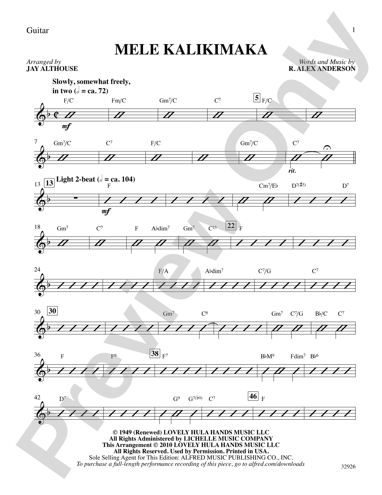 Mele Kalikimaka: Guitar