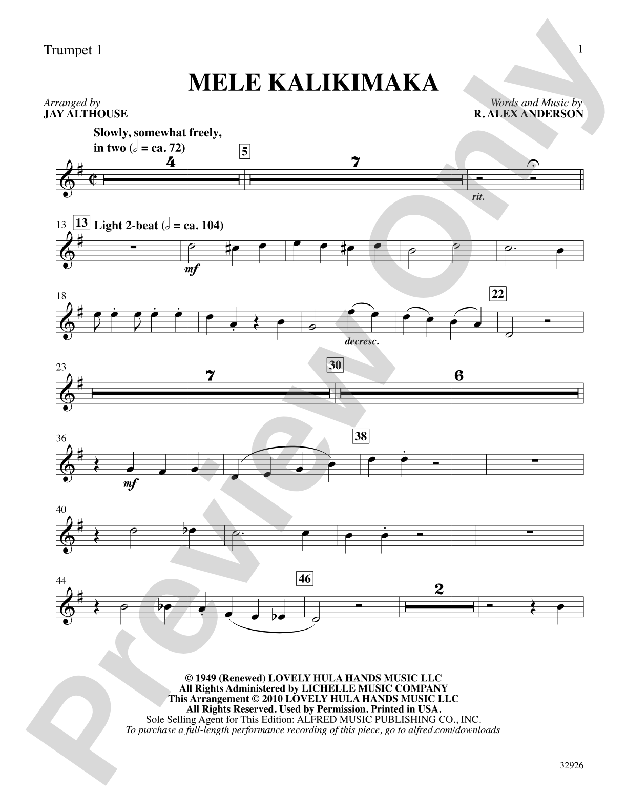 Mele Kalikimaka: 1st B-flat Trumpet