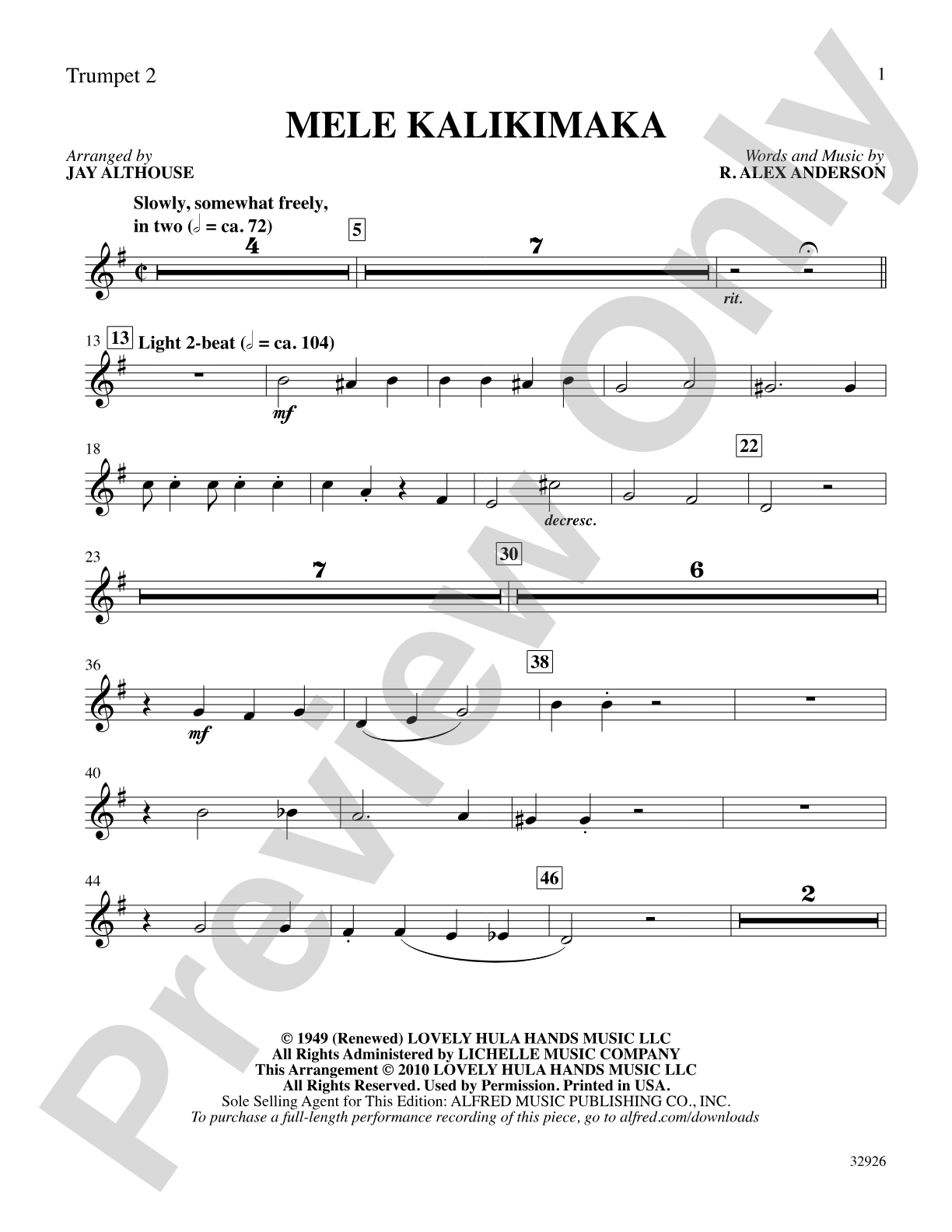Mele Kalikimaka: 2nd B-flat Trumpet