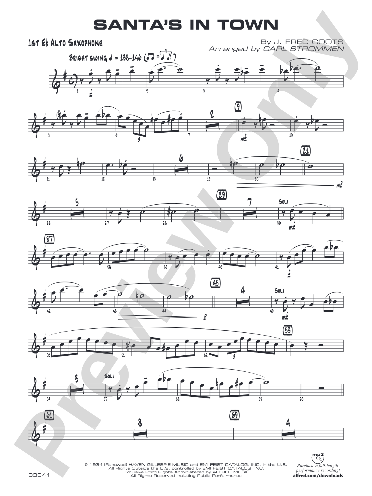 Santa's in Town: E-flat Alto Saxophone