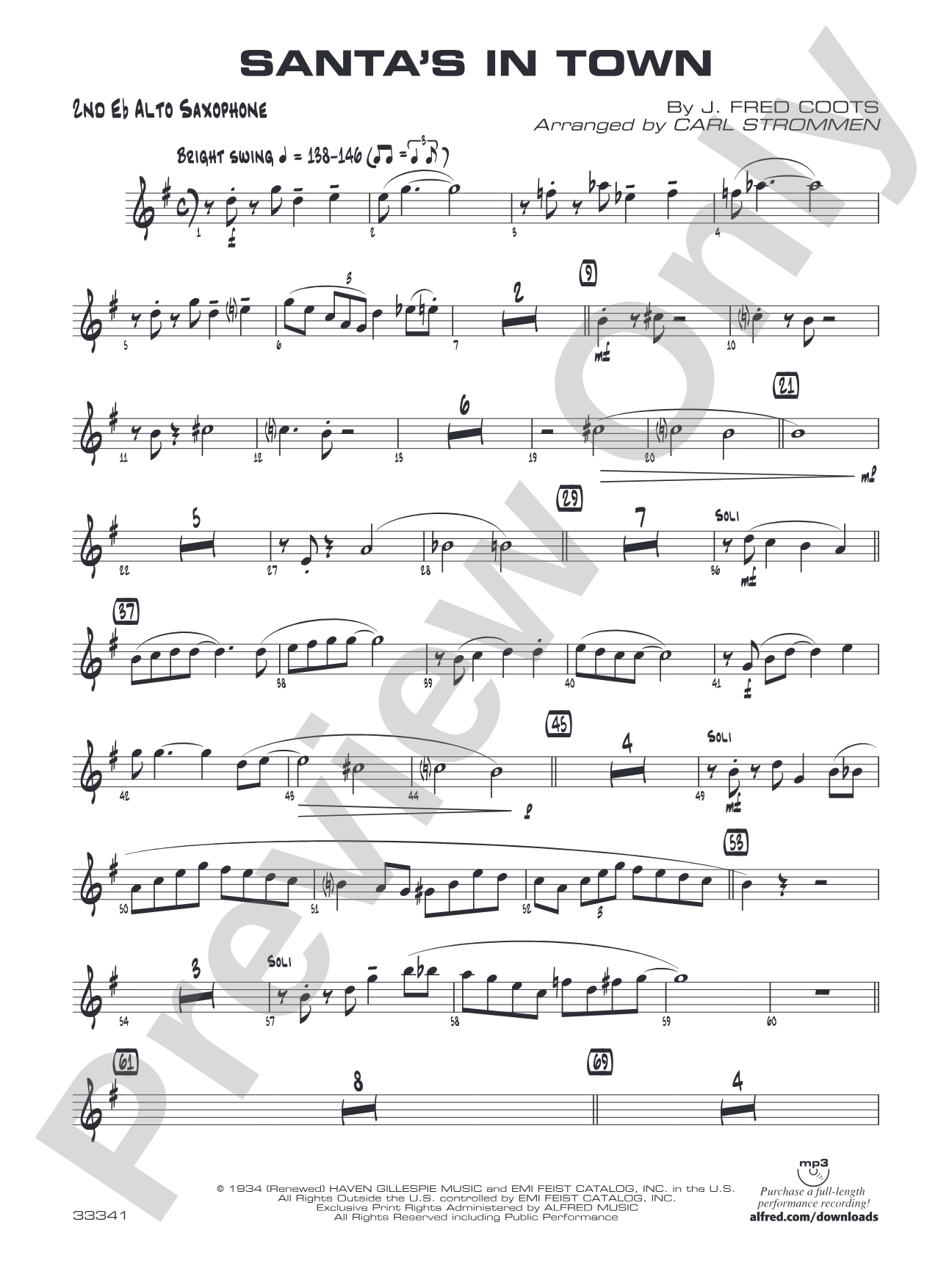 Santa's in Town: 2nd E-flat Alto Saxophone