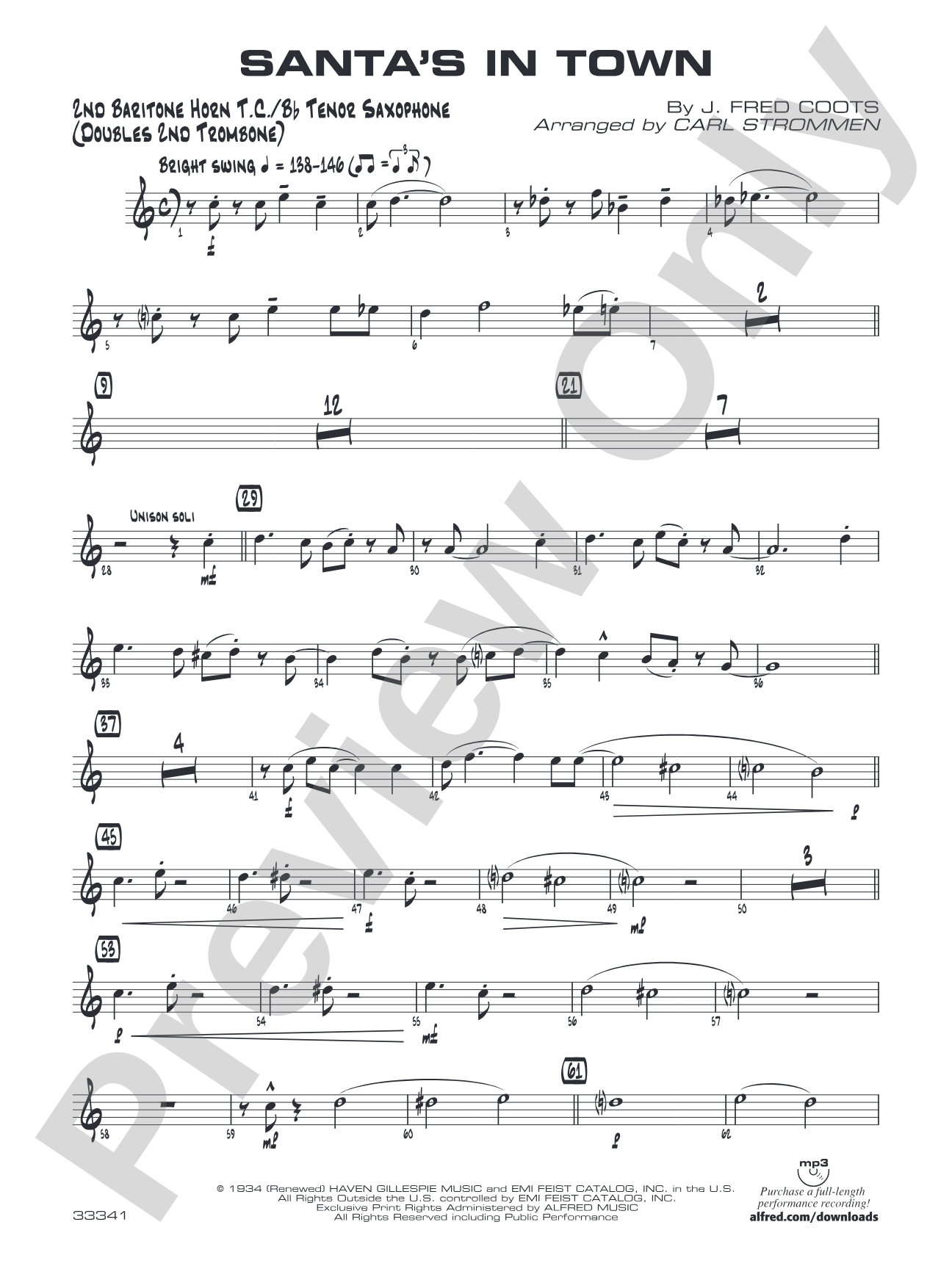 Santa's in Town: 2nd Baritone T.C.