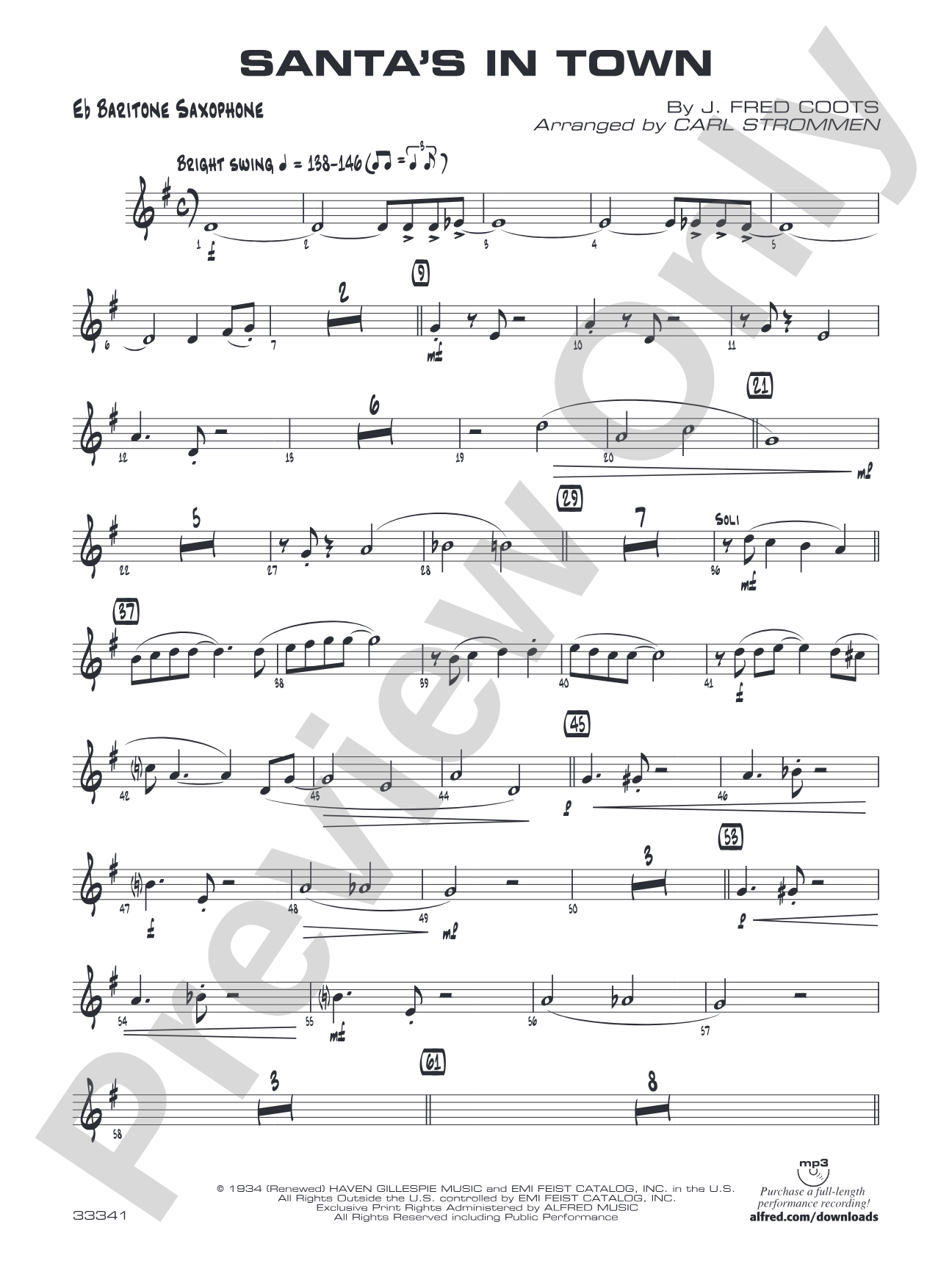 Santa's in Town: E-flat Baritone Saxophone
