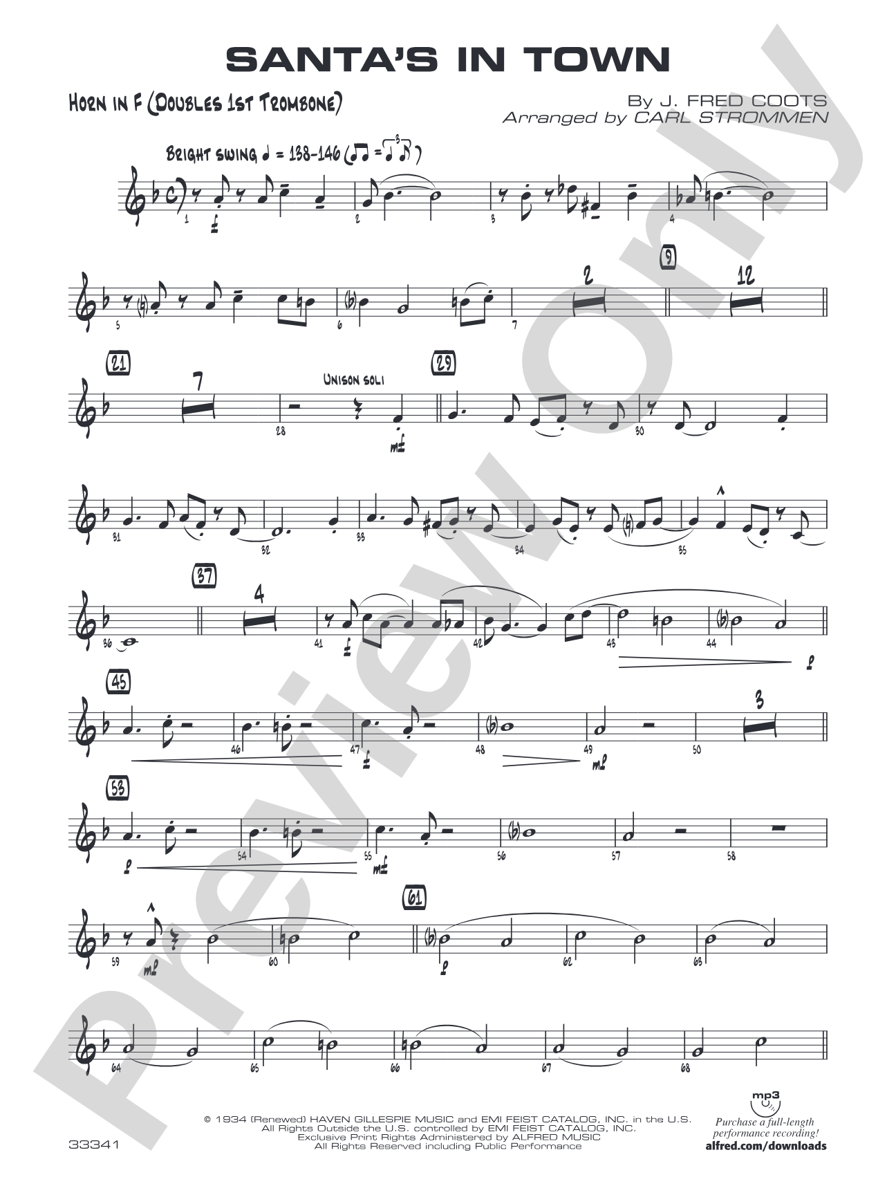 Santa's in Town: 1st F Horn