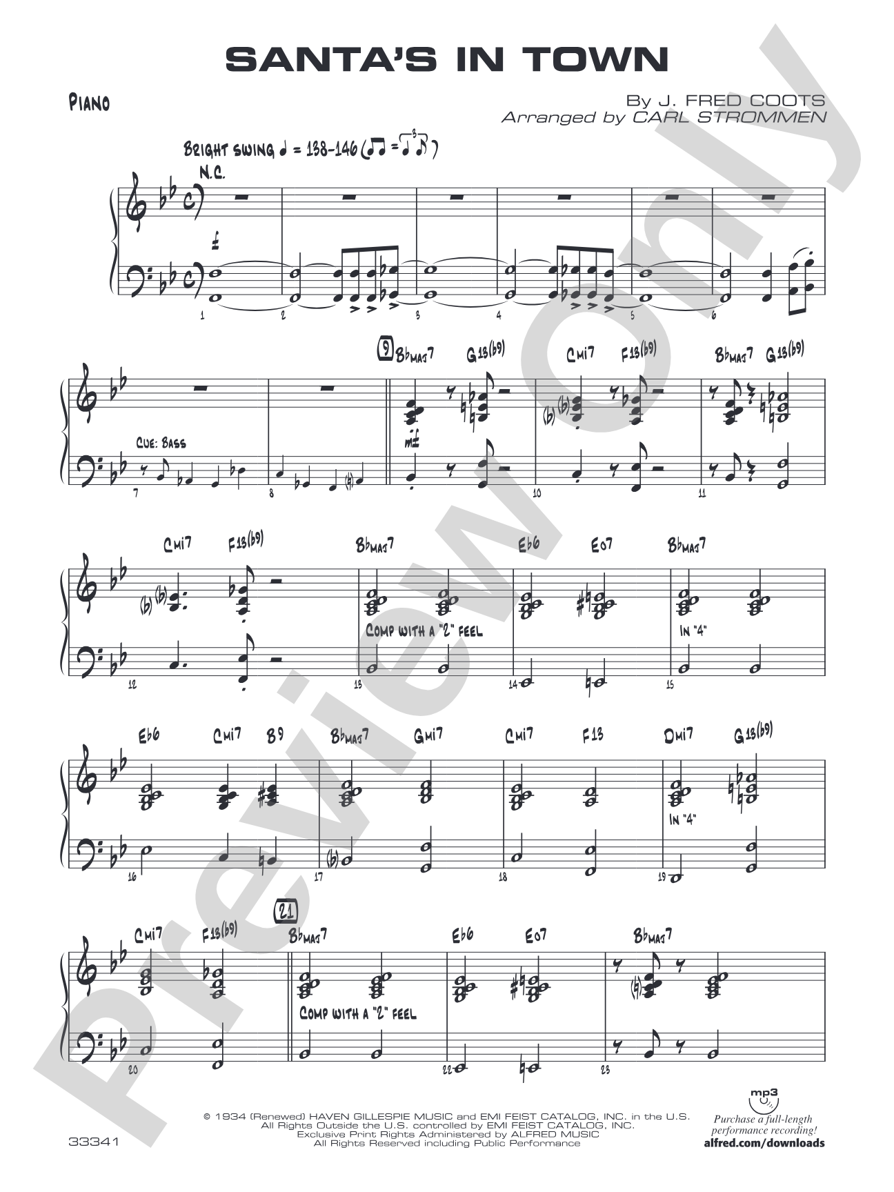 Santa's in Town: Piano Accompaniment