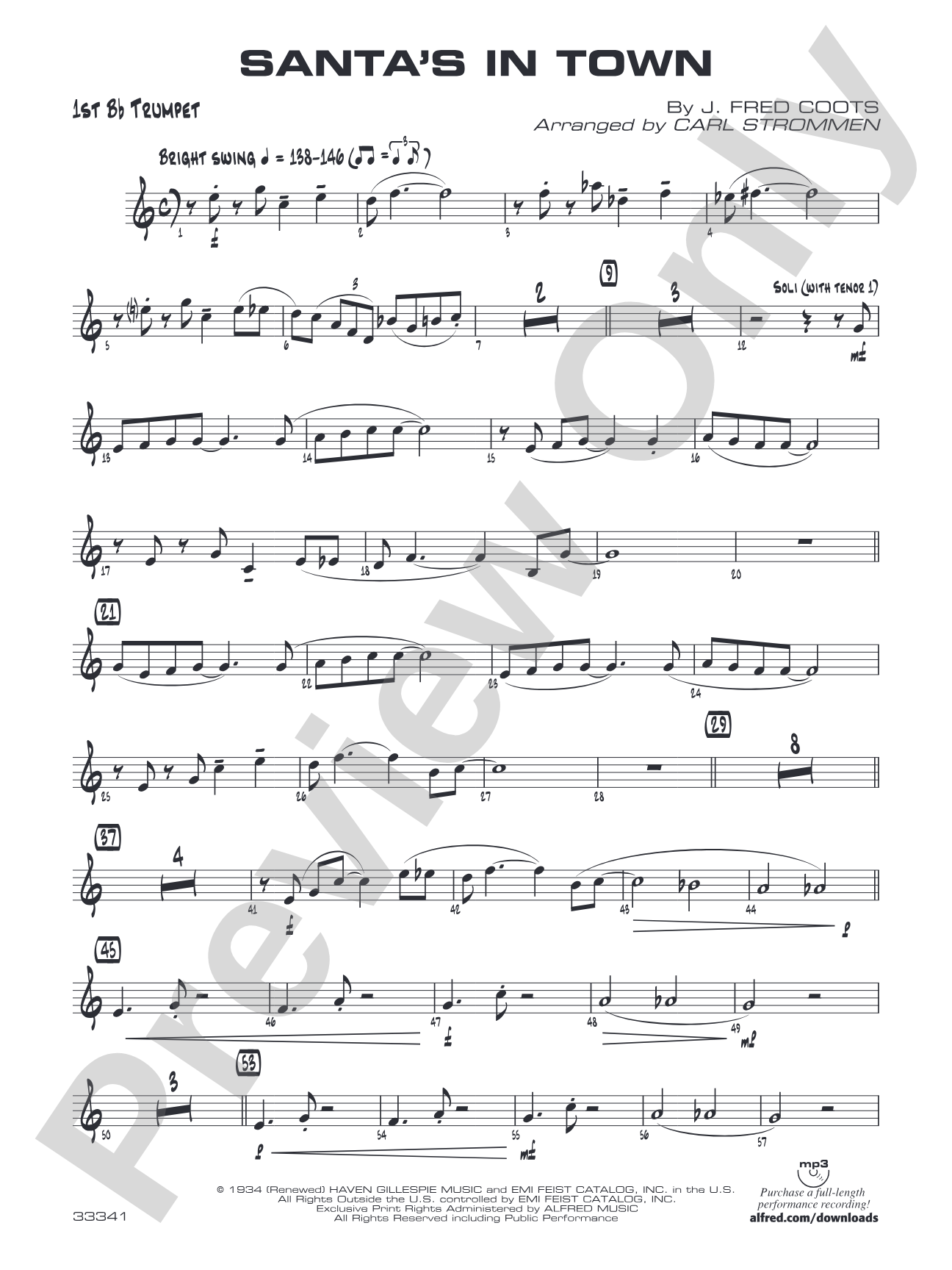Santa's in Town: 1st B-flat Trumpet