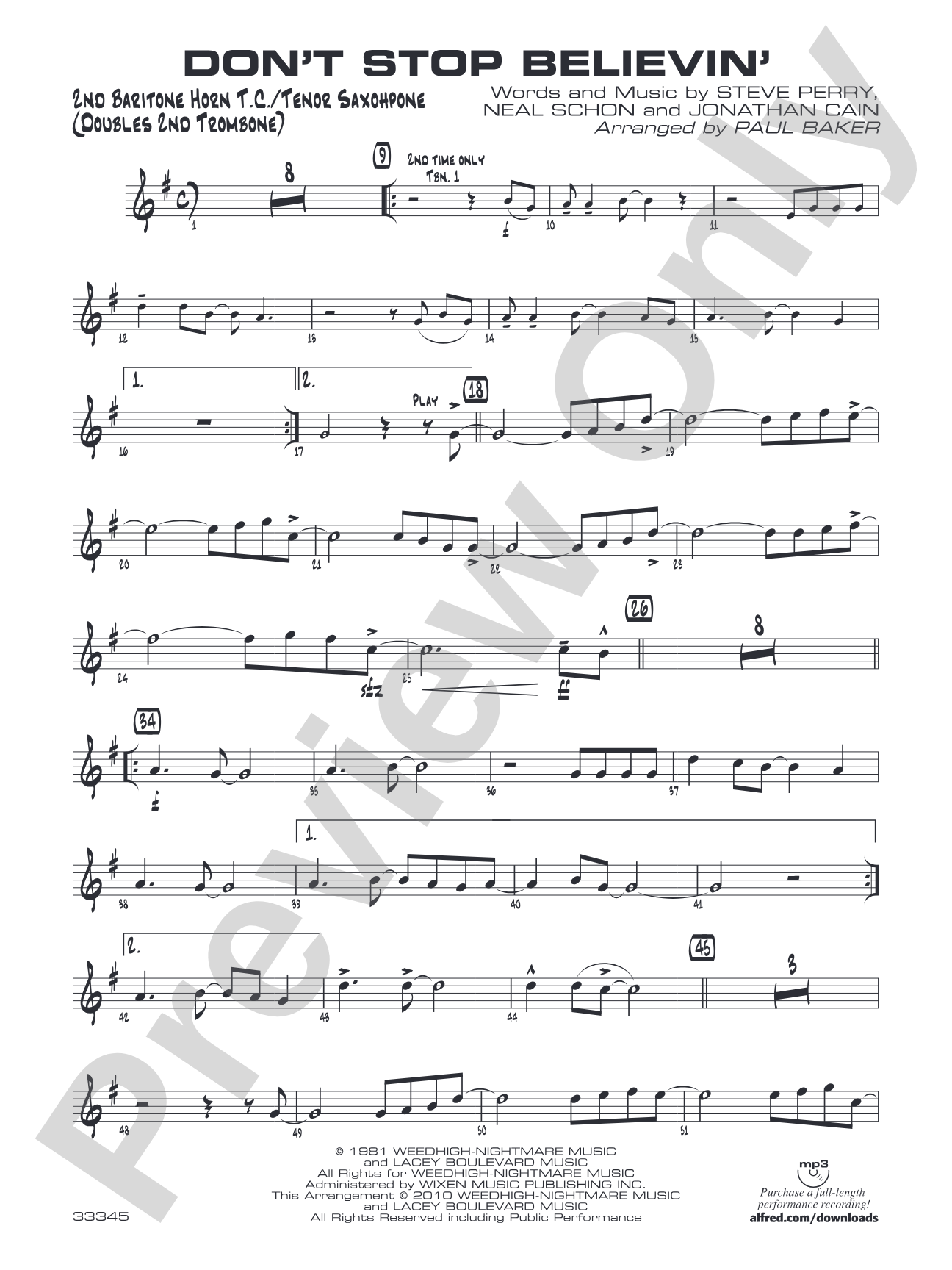 Don't Stop Believin': 2nd Baritone T.C.