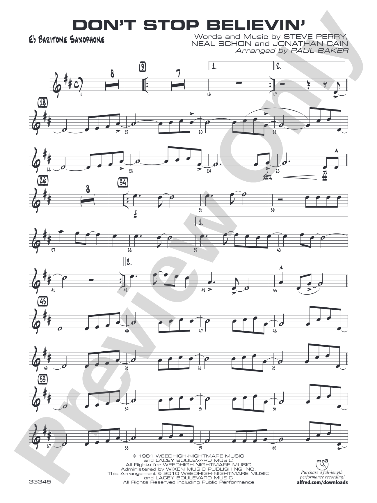 Don't Stop Believin': E-flat Baritone Saxophone