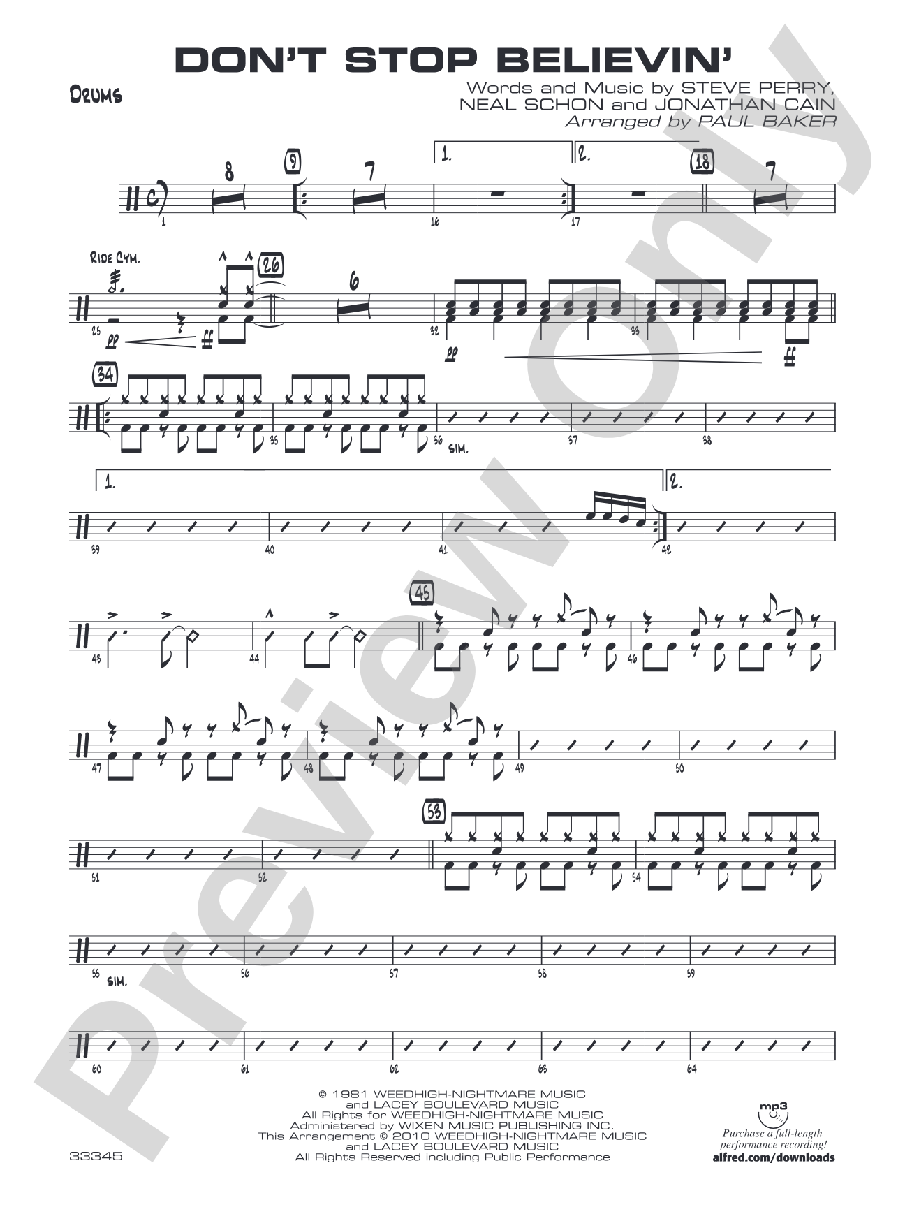 Don't Stop Believin': Drums
