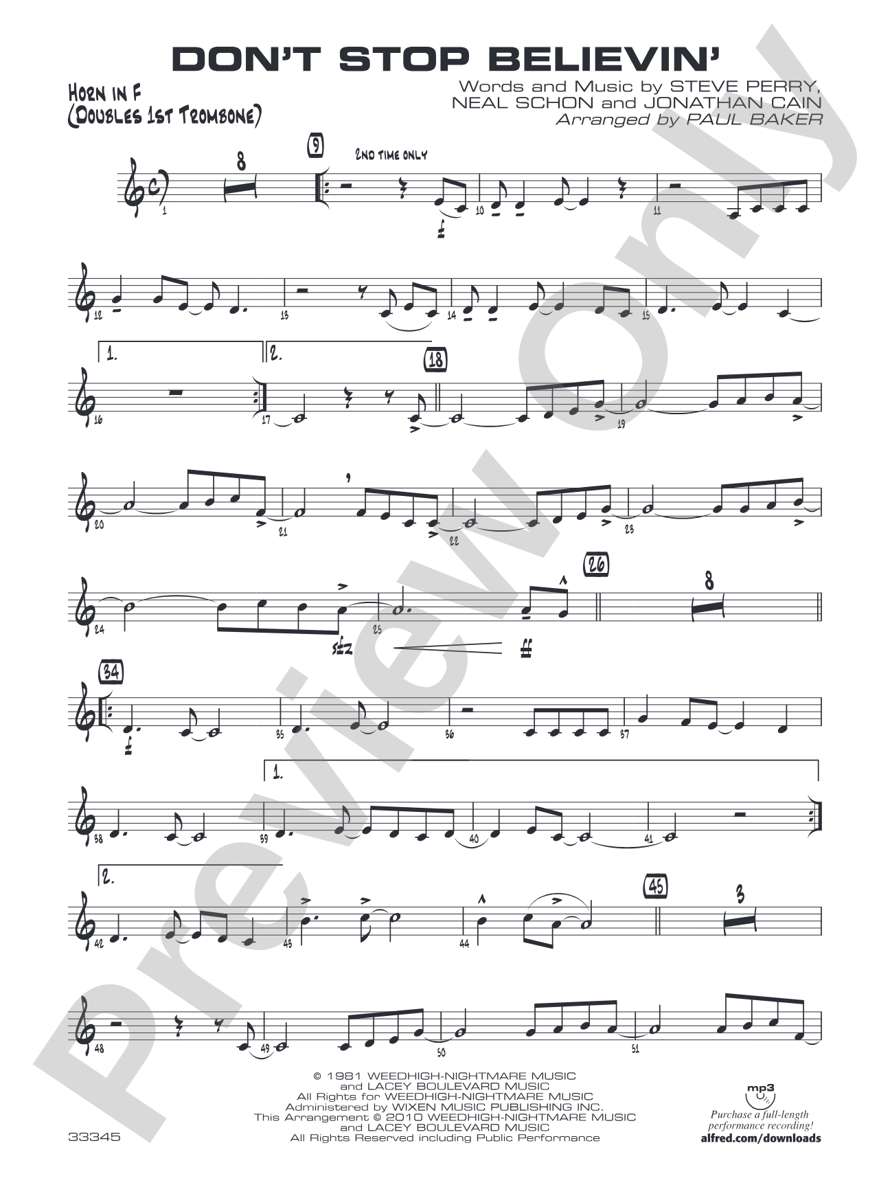 Don't Stop Believin': 1st F Horn