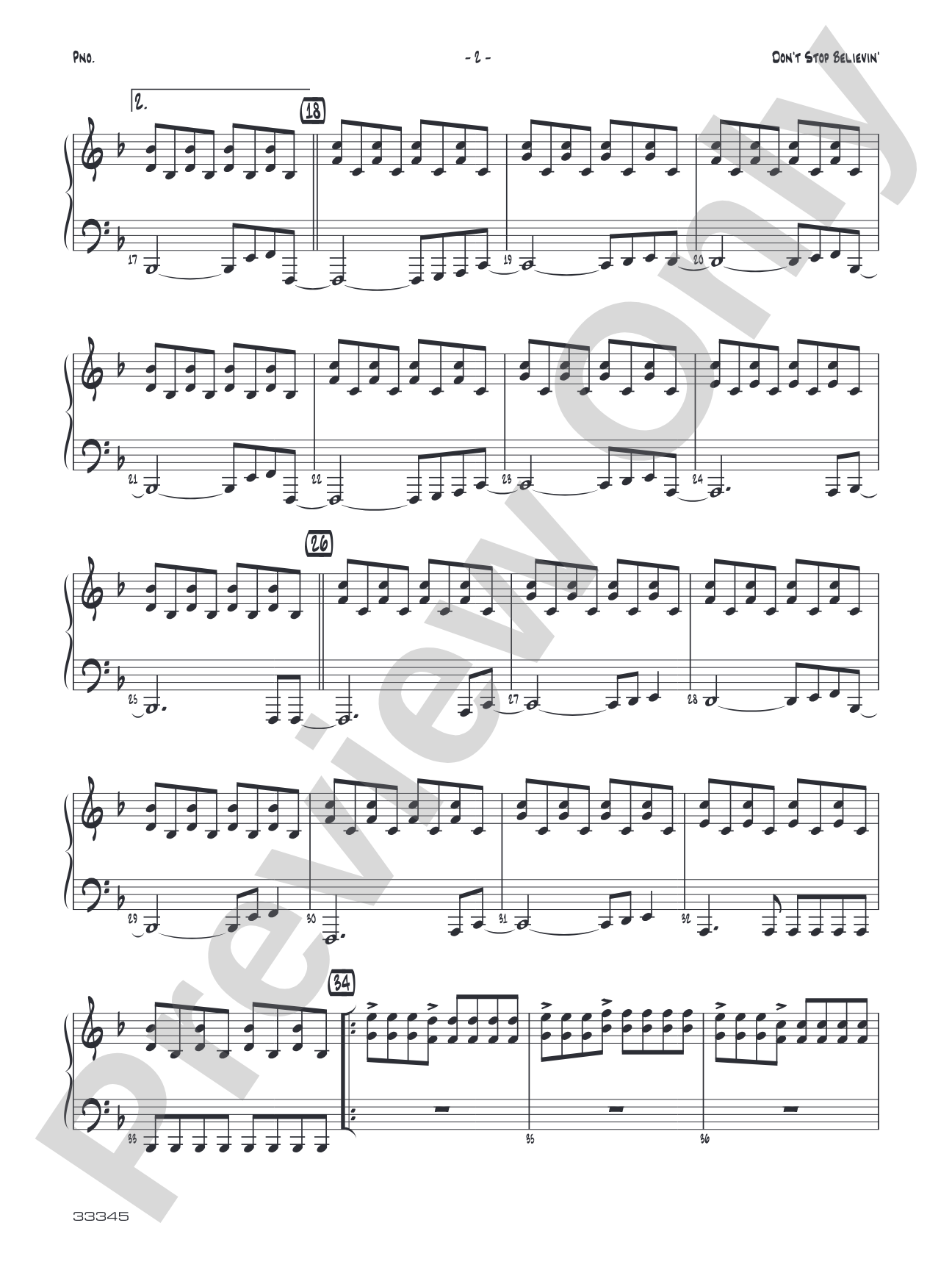 Don't Stop Believin': Piano Accompaniment