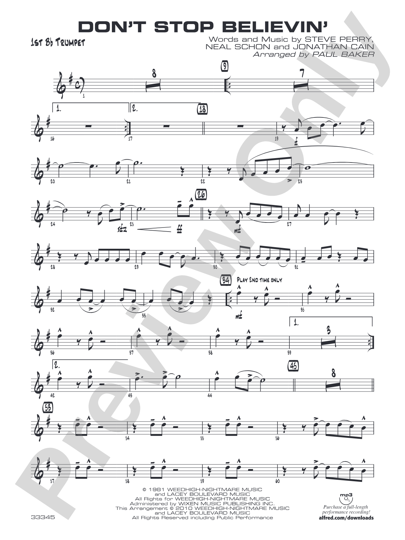 Don't Stop Believin': 1st B-flat Trumpet