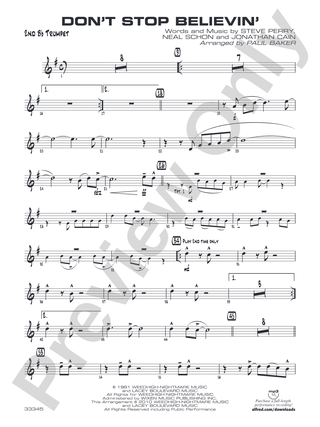 Don't Stop Believin': 2nd B-flat Trumpet