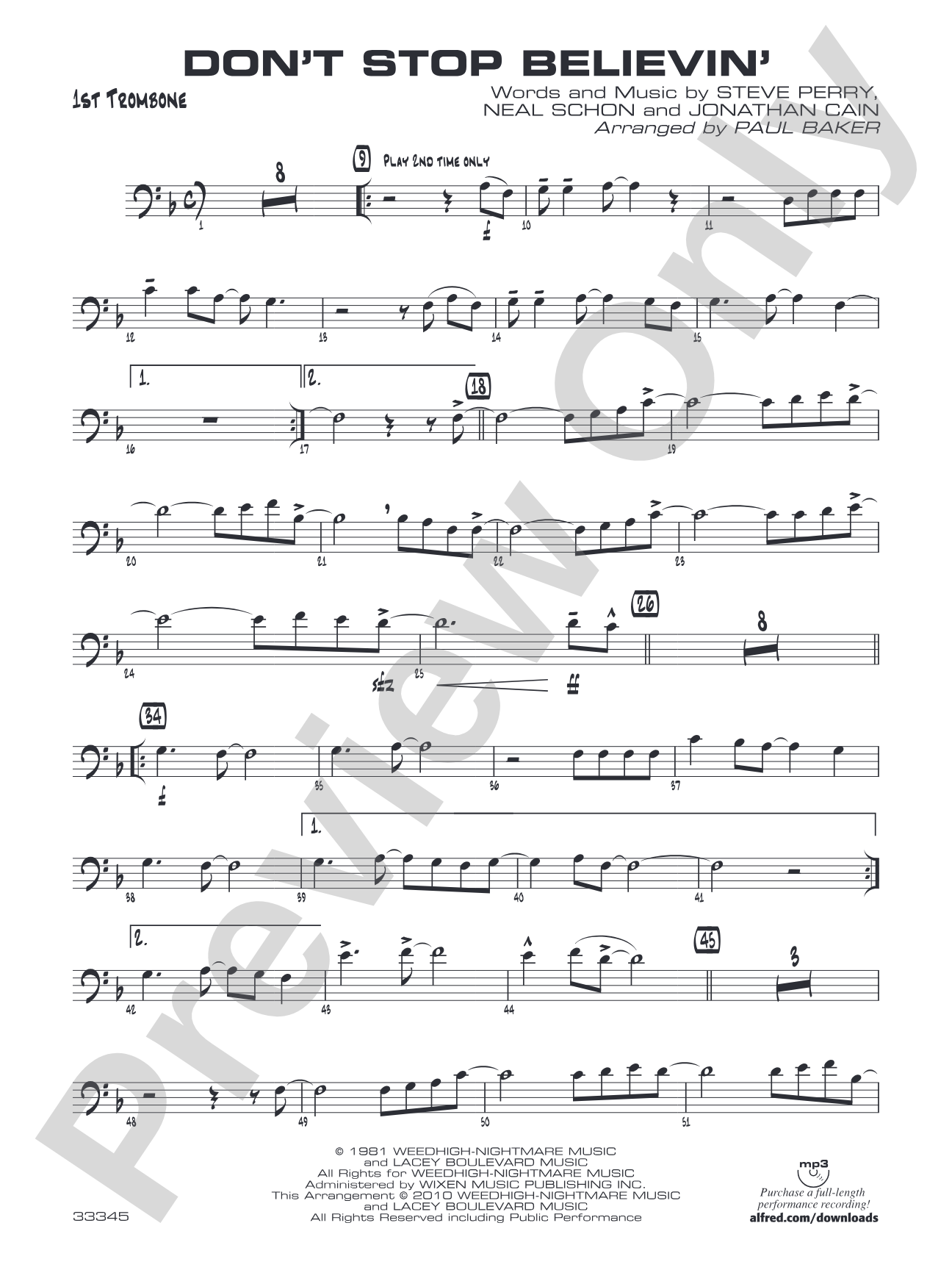 Don't Stop Believin': 1st Trombone