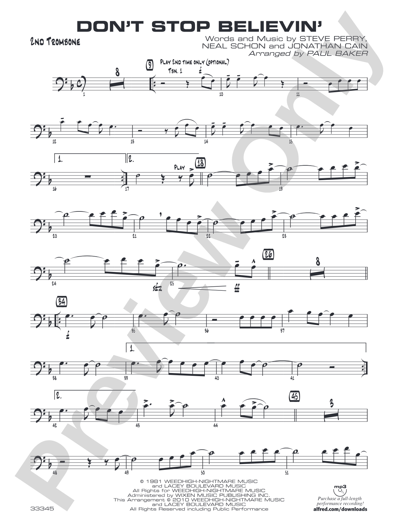 Don't Stop Believin': 2nd Trombone