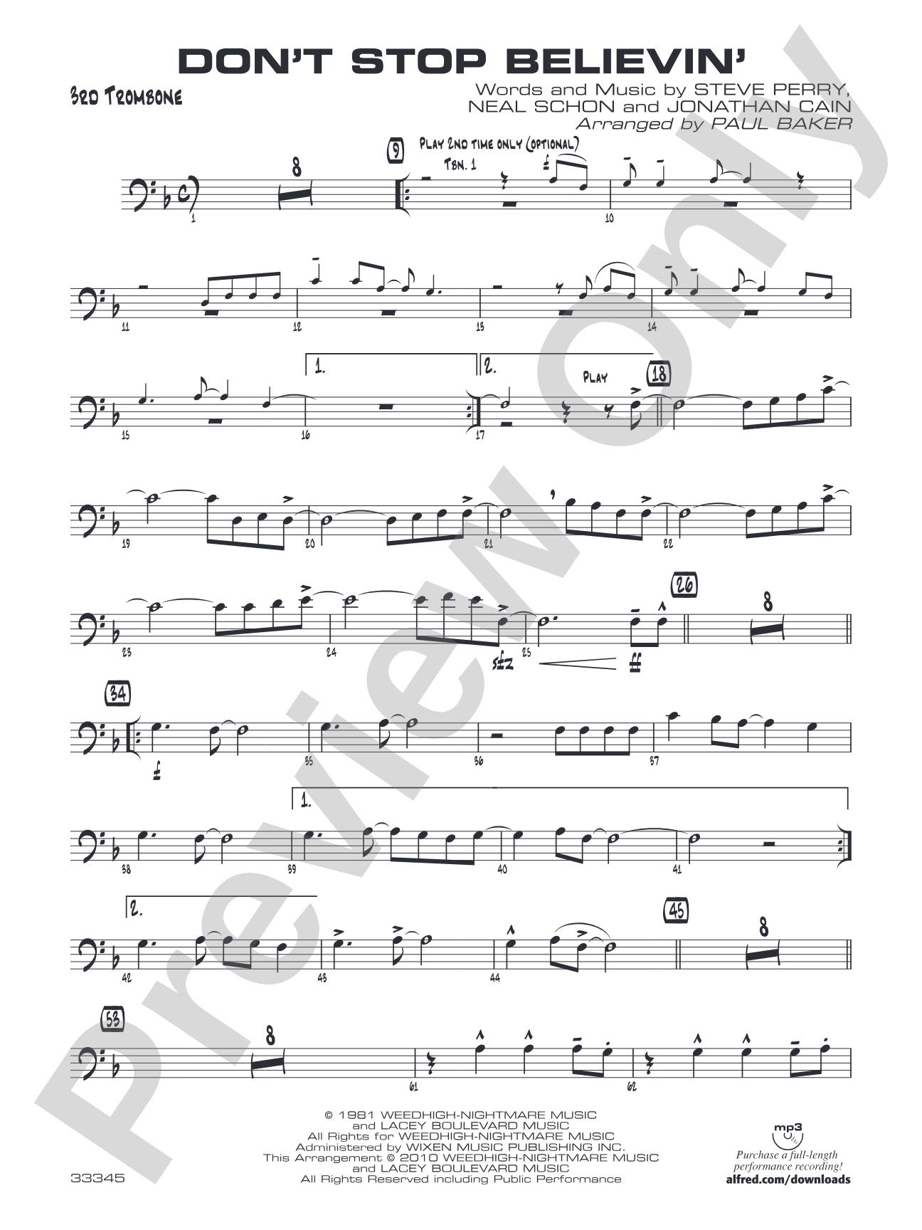 Don't Stop Believin': 3rd Trombone