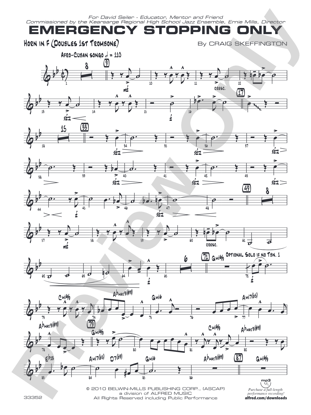 Emergency Stopping Only: 1st F Horn