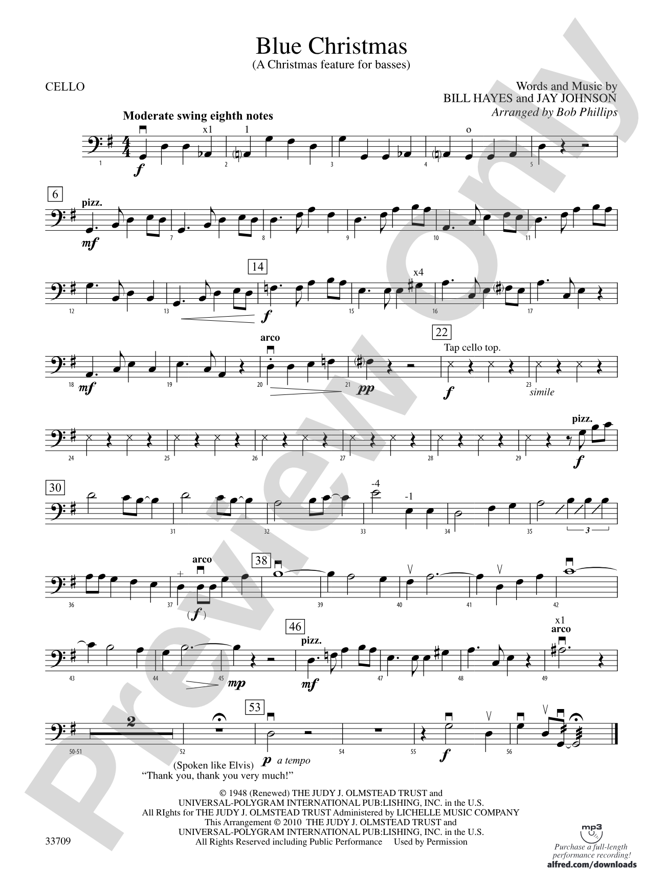 Blue Christmas: Cello