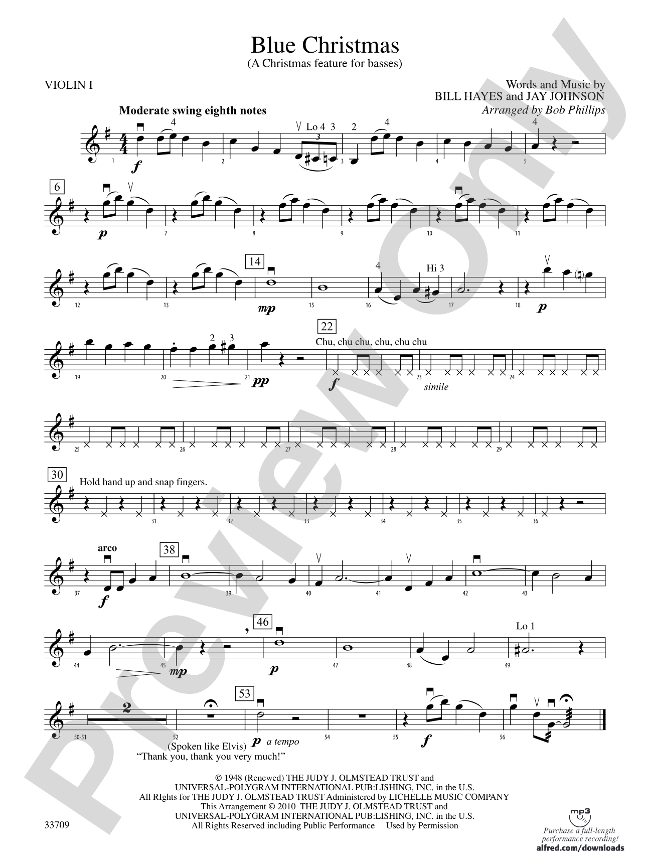 Blue Christmas: 1st Violin