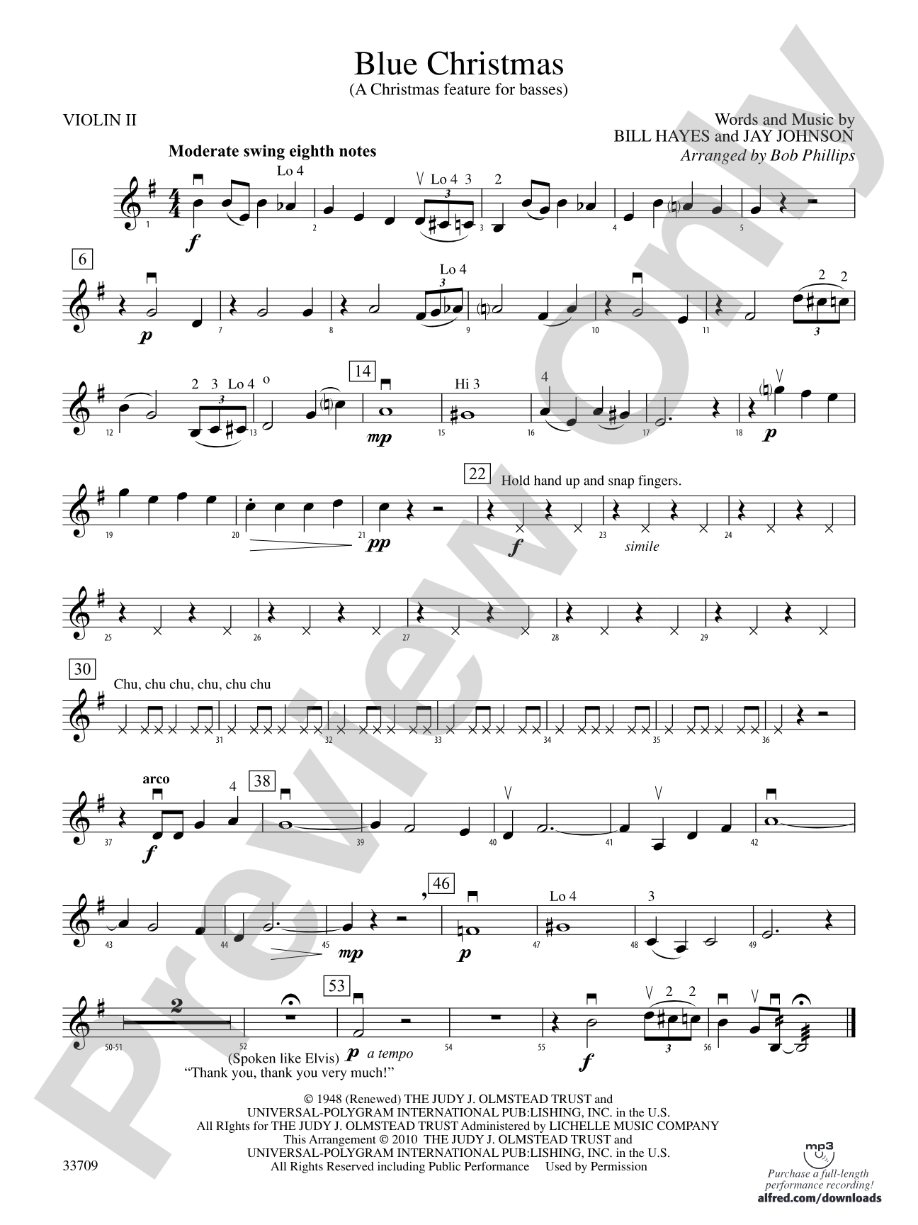 Blue Christmas: 2nd Violin