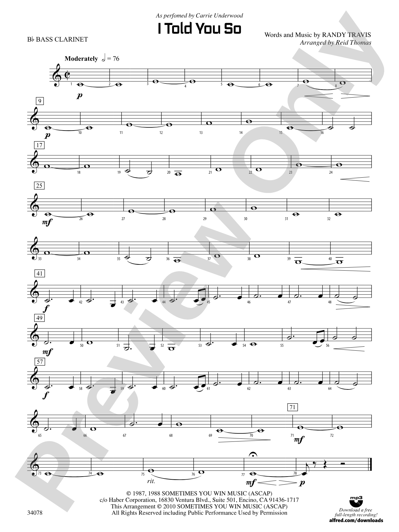 I Told You So: B-flat Bass Clarinet