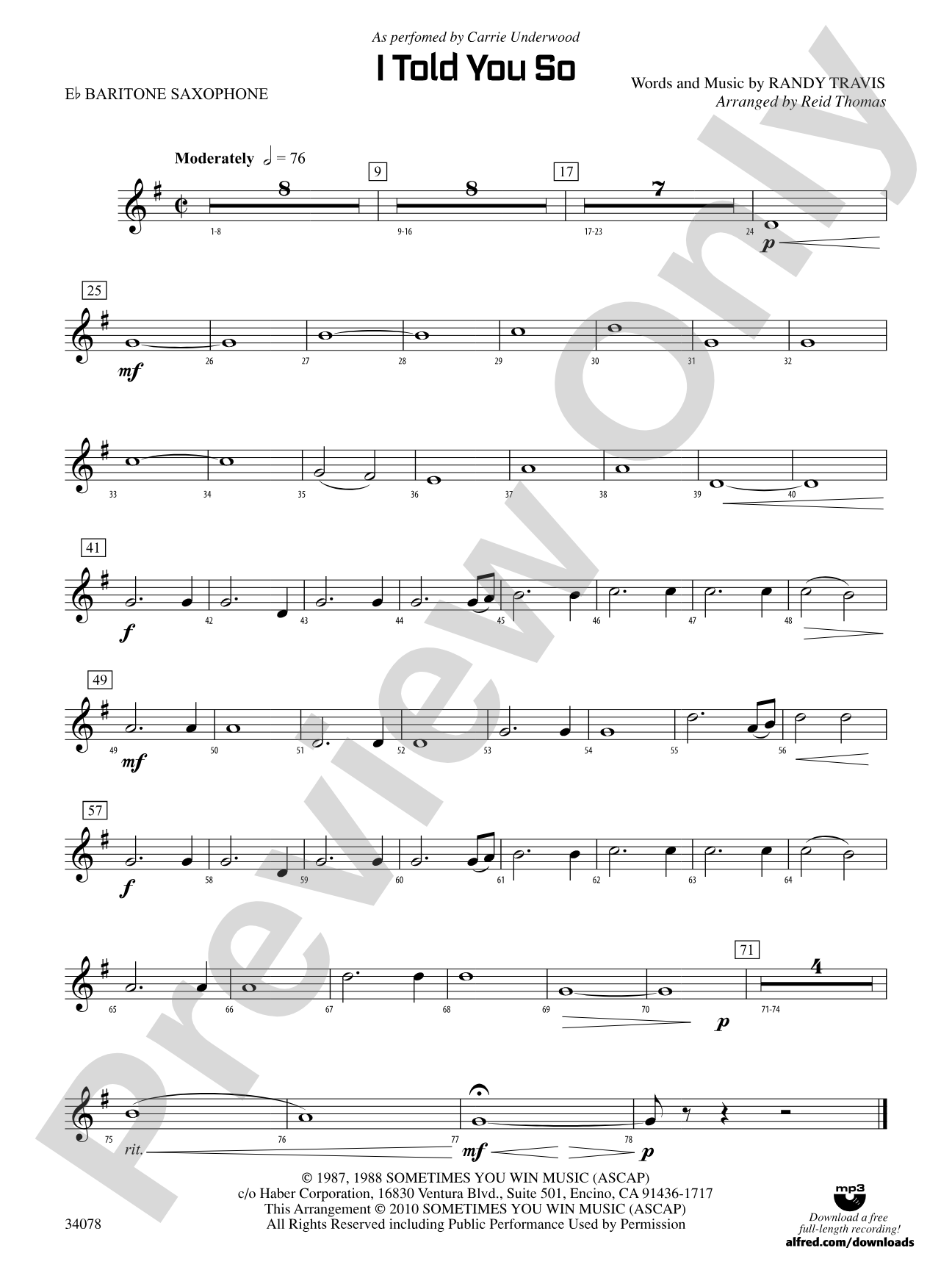 I Told You So: E-flat Baritone Saxophone