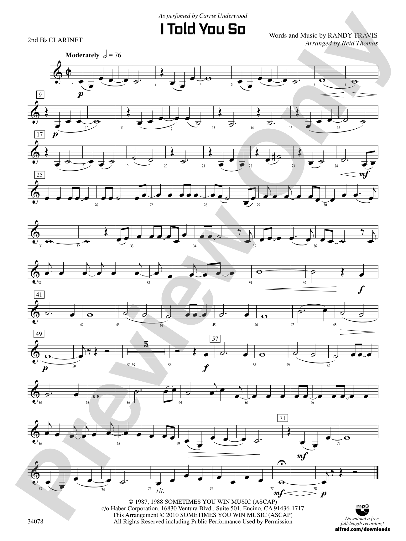 I Told You So: 2nd B-flat Clarinet
