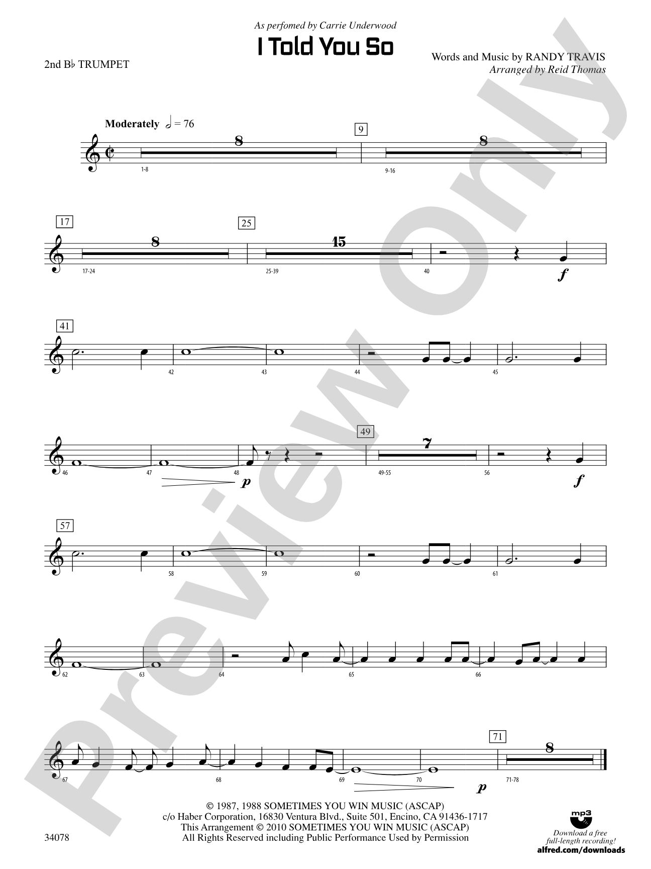 I Told You So: 2nd B-flat Trumpet