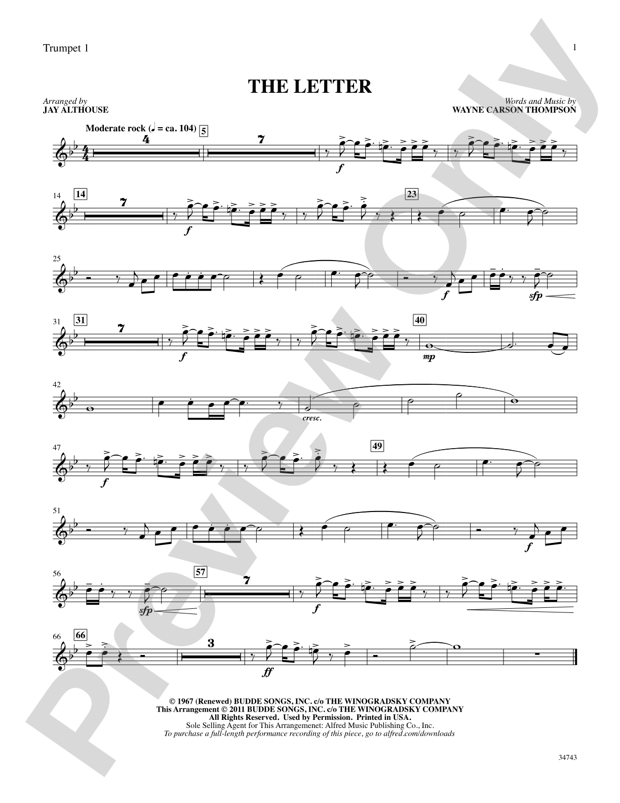 The Letter: 1st B-flat Trumpet