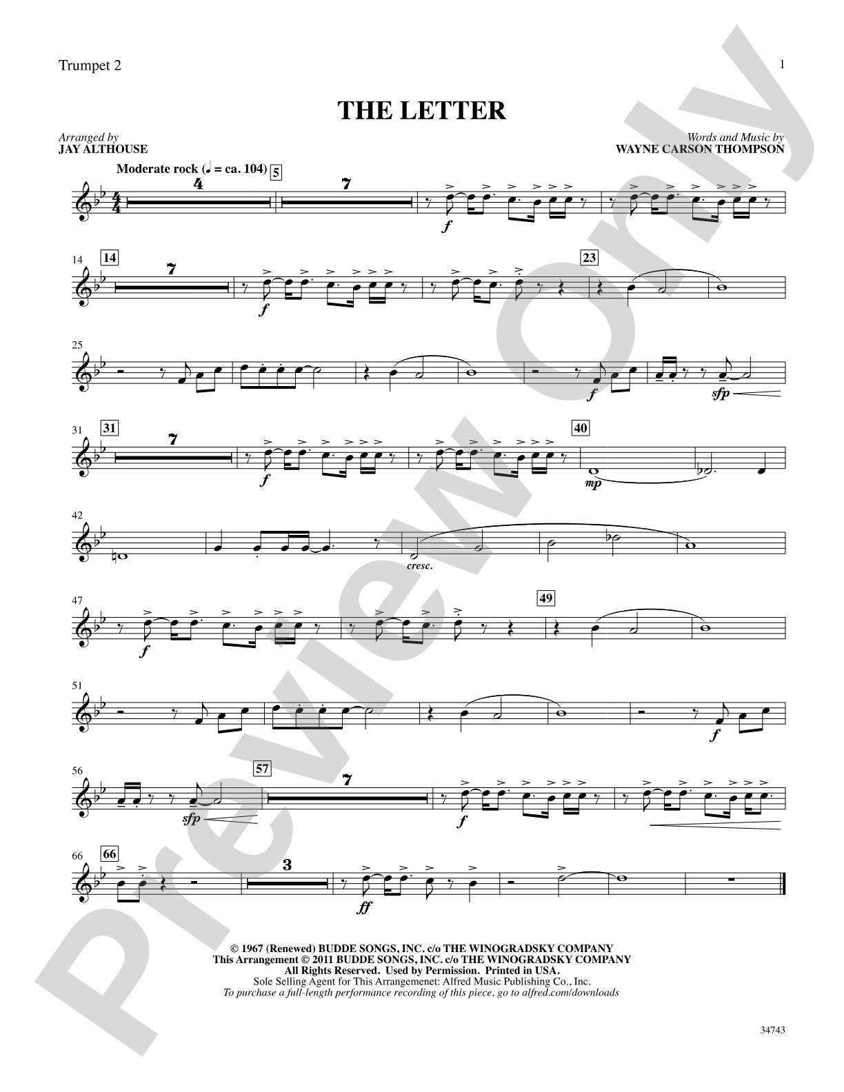 The Letter: 2nd B-flat Trumpet