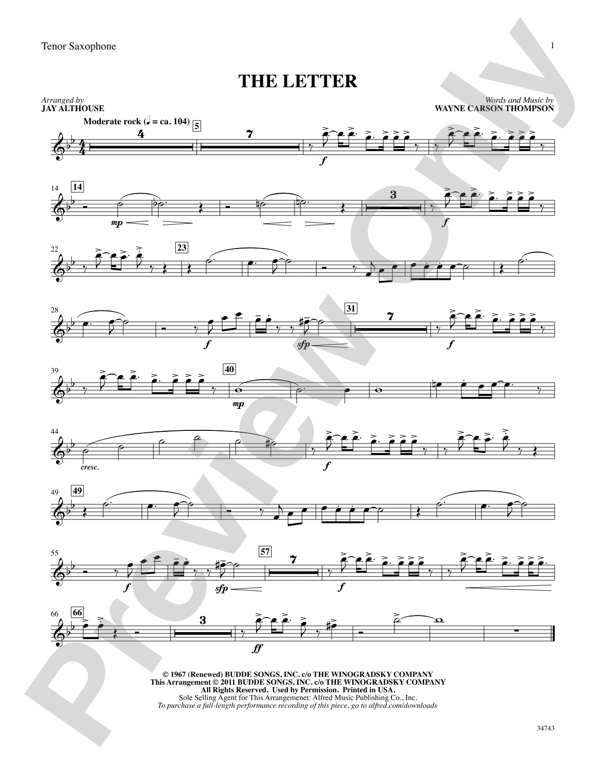 The Letter: B-flat Tenor Saxophone