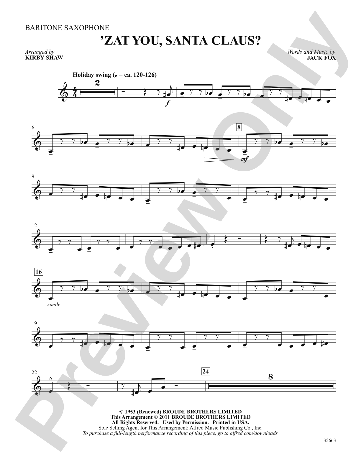 'Zat You, Santa Claus?: E-flat Baritone Saxophone