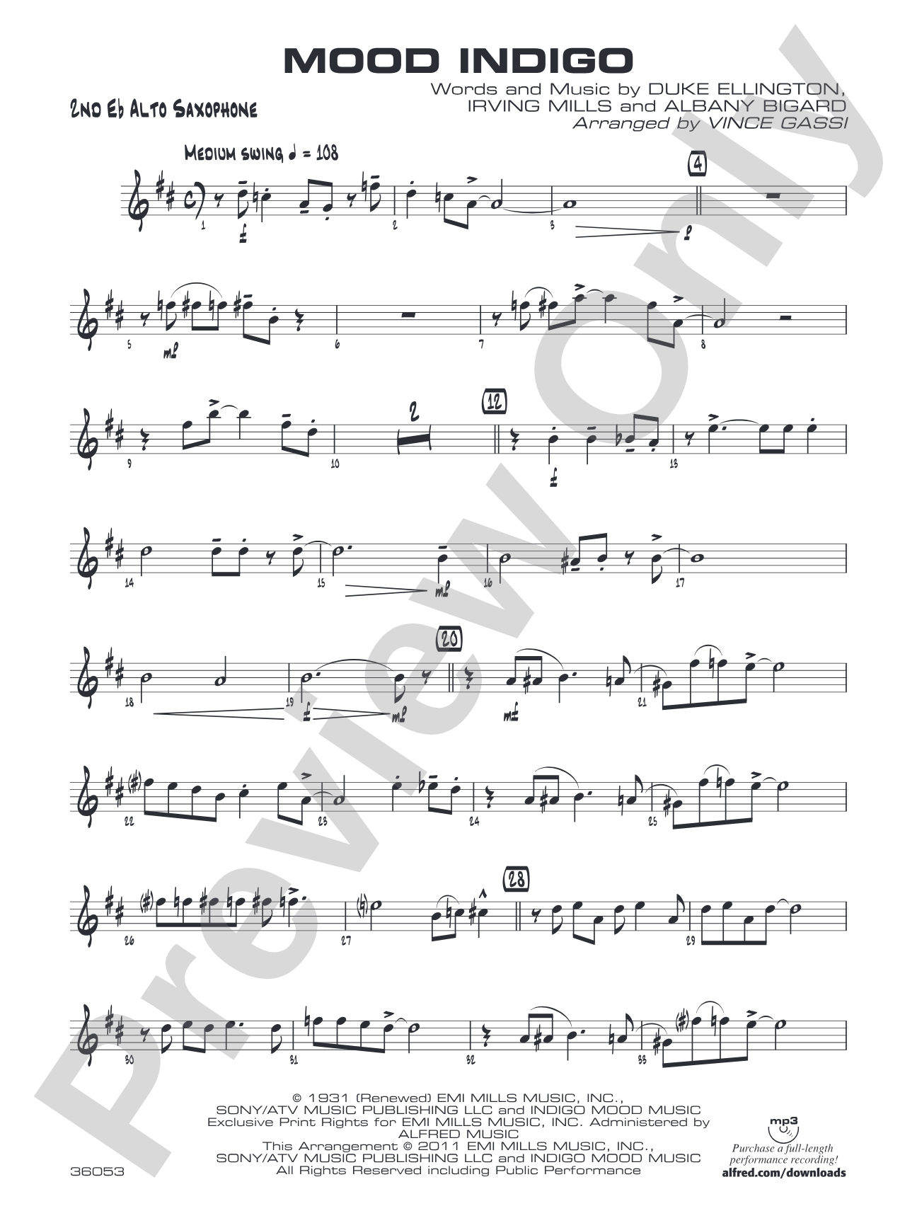Mood Indigo: 2nd E-flat Alto Saxophone