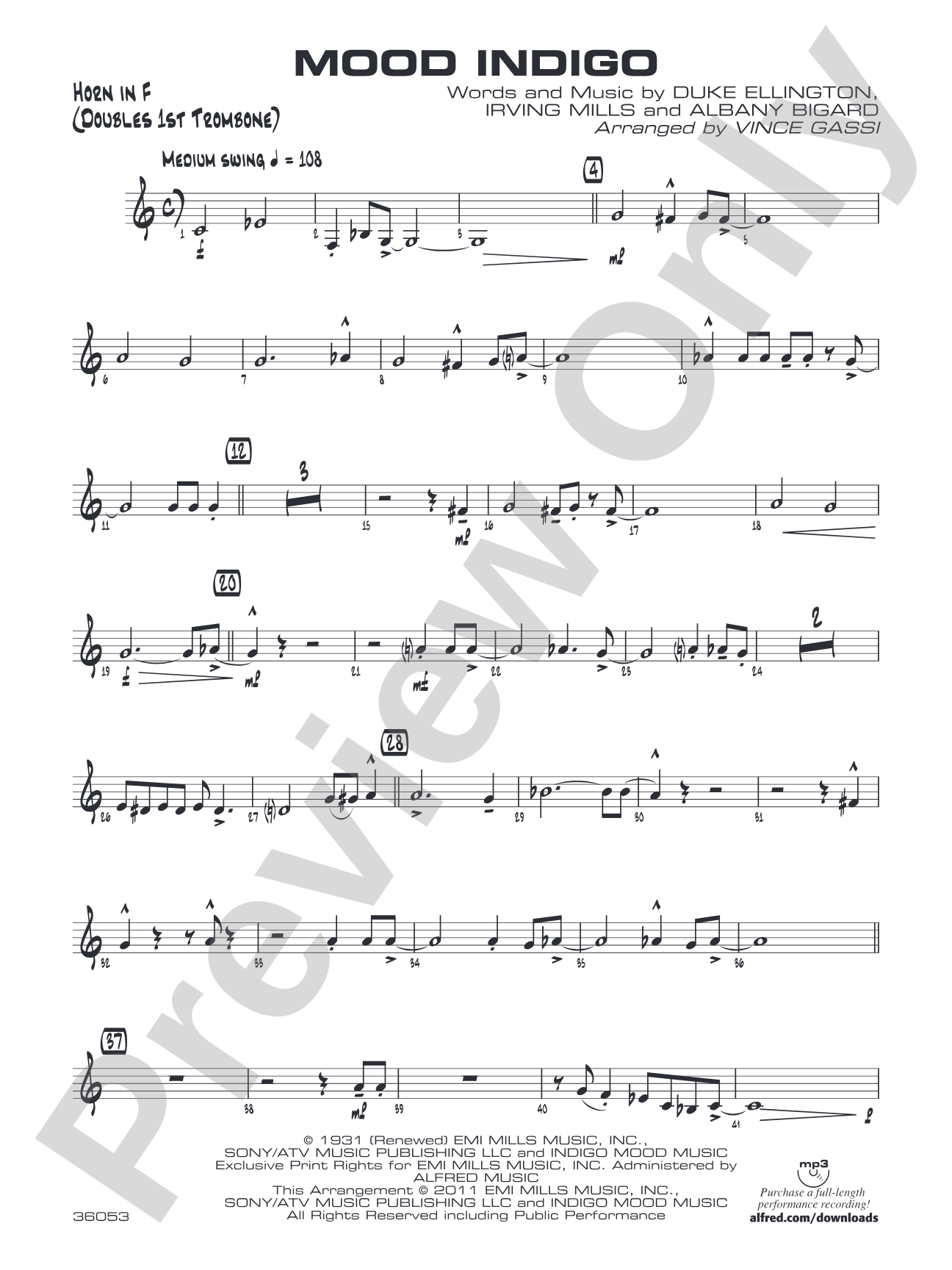 Mood Indigo: 1st F Horn