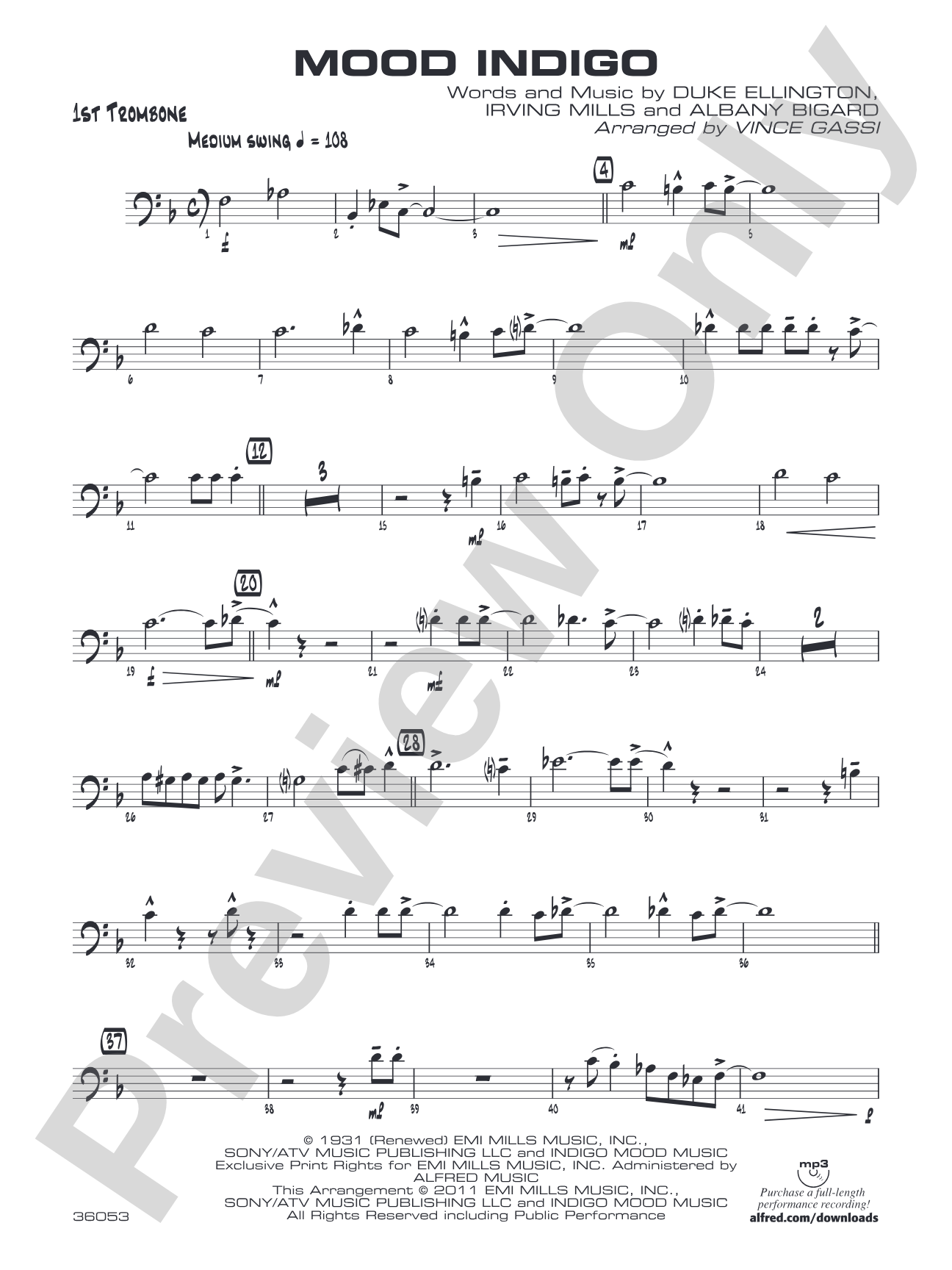 Mood Indigo: 1st Trombone