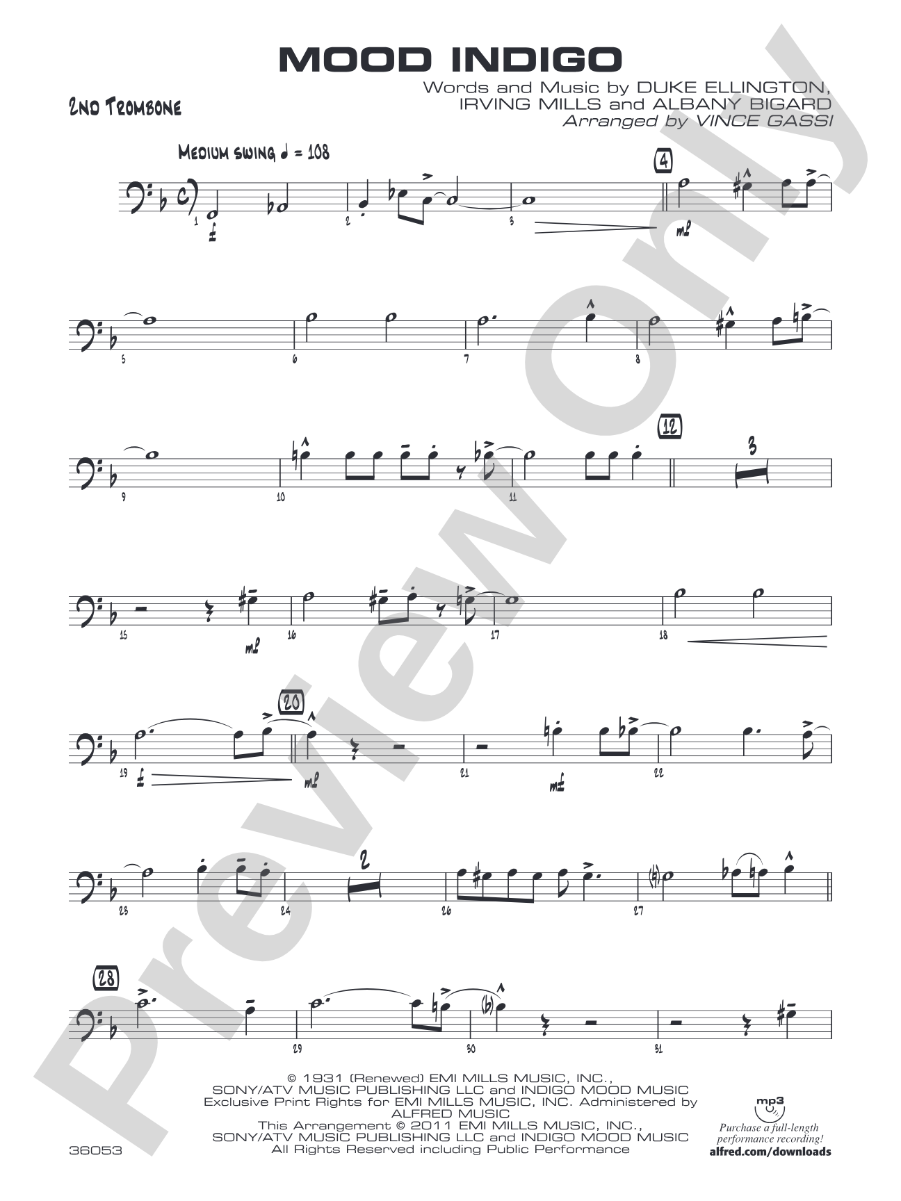 Mood Indigo: 2nd Trombone
