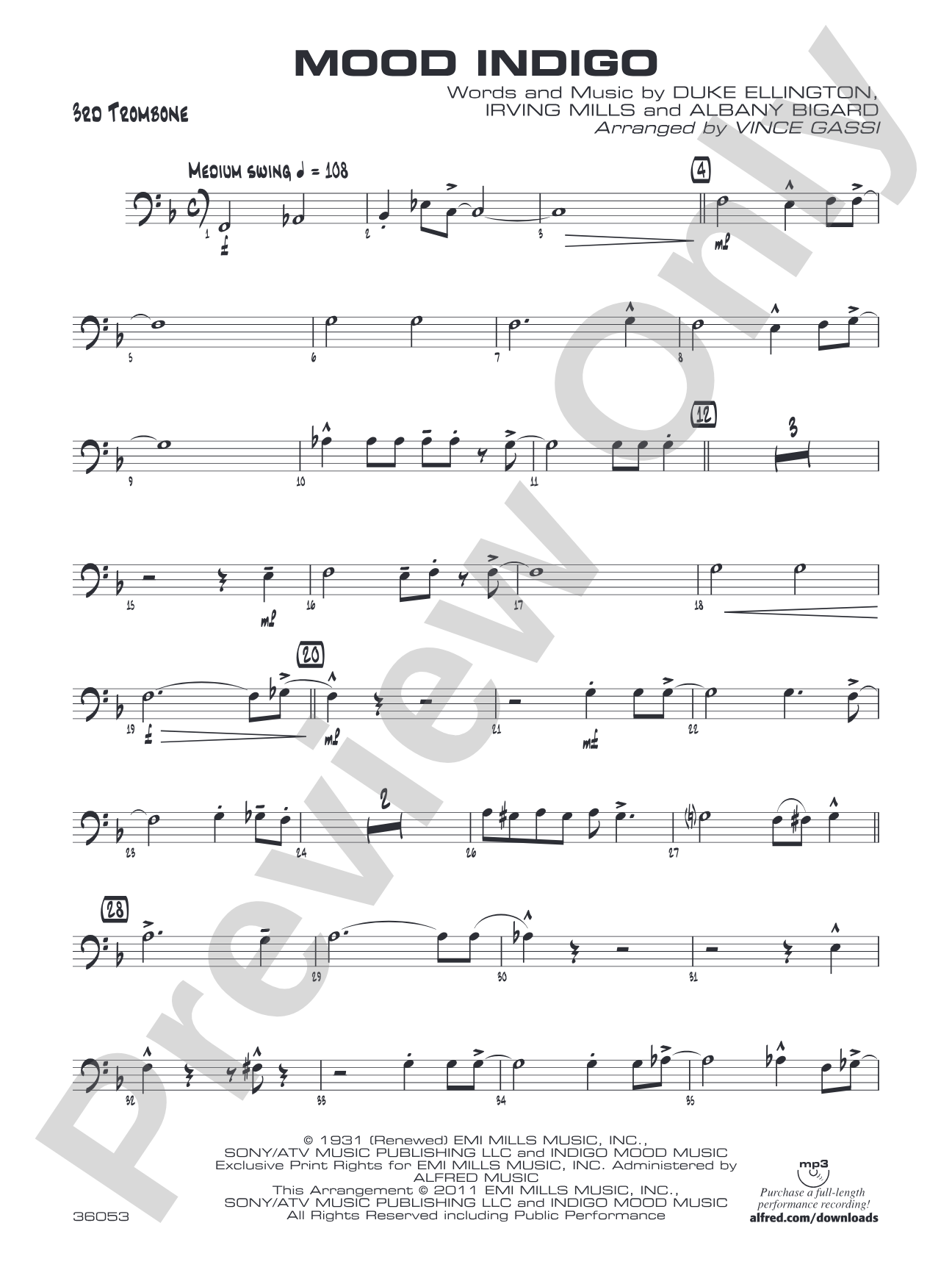 Mood Indigo: 3rd Trombone