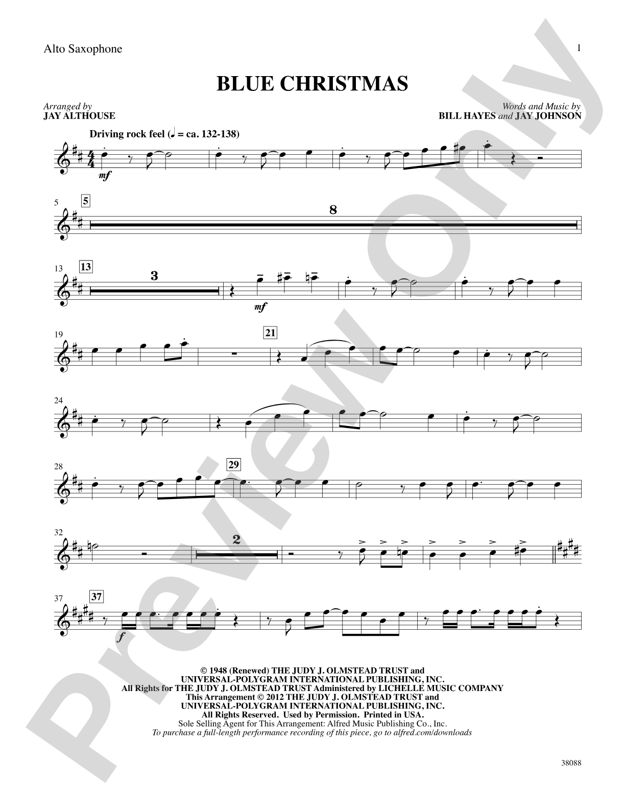 Blue Christmas: E-flat Alto Saxophone